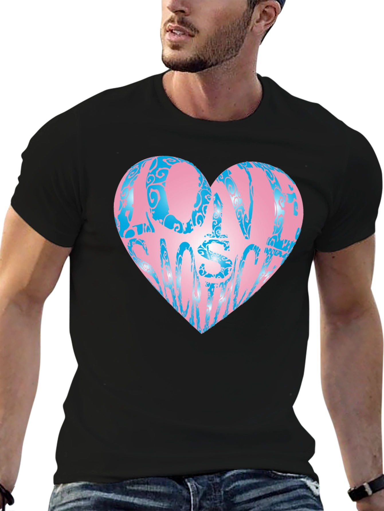 Black One In A Million Heart T-Shirt view 6