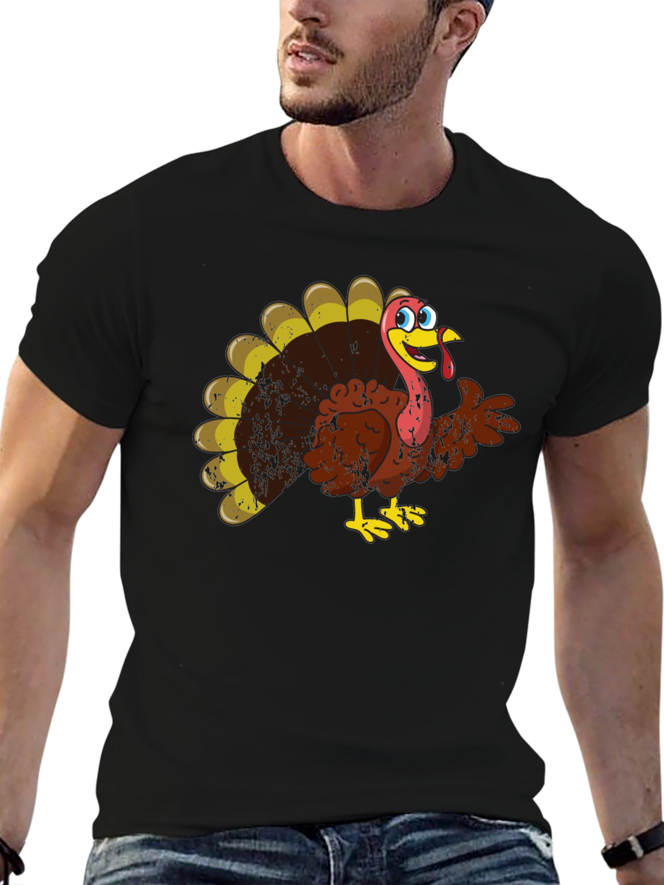 Black Funny Turkey Graphic Tee view 6