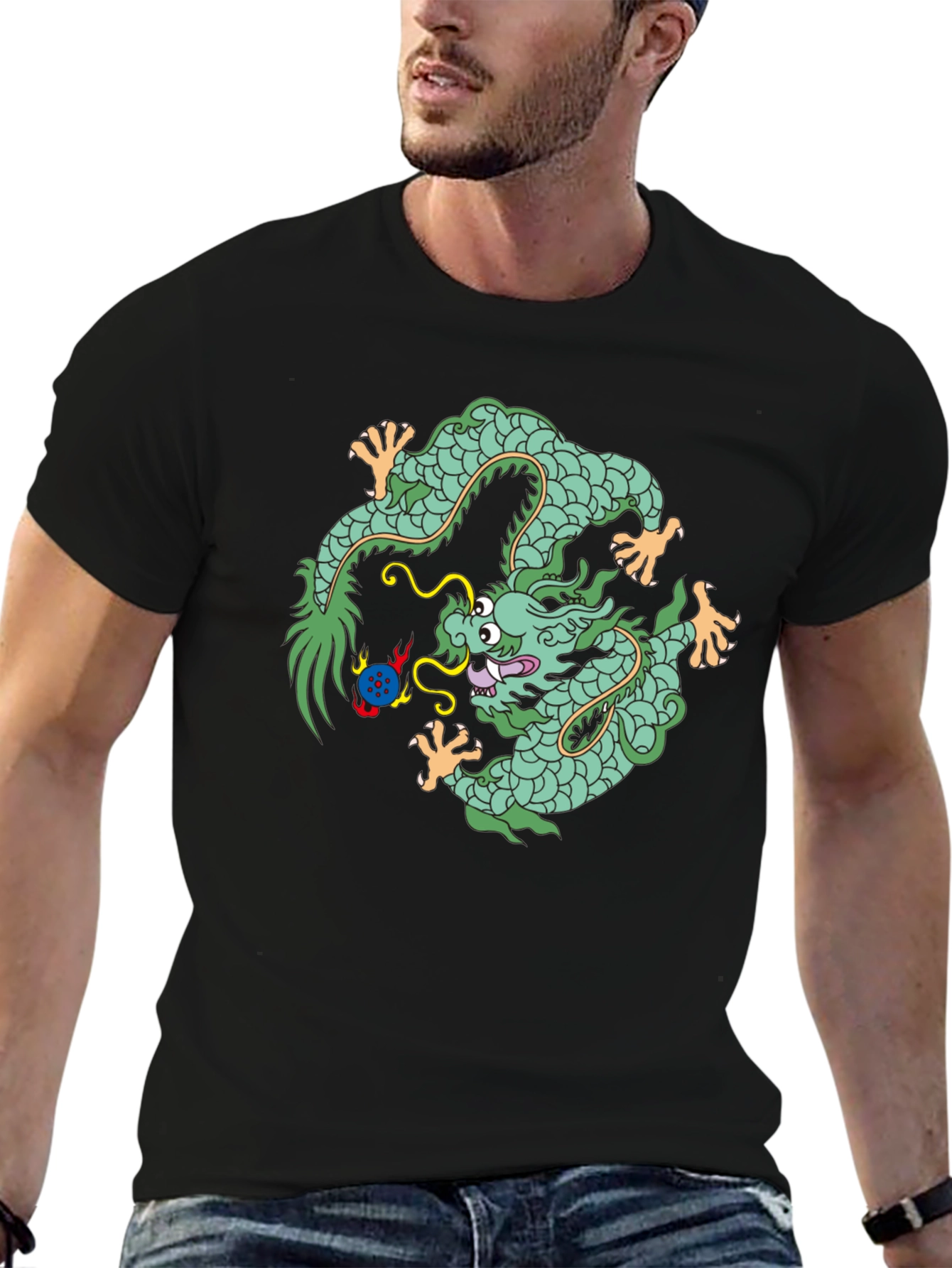 Black Dragon T-Shirt - Graphic Print Tee for Casual Wear view 6