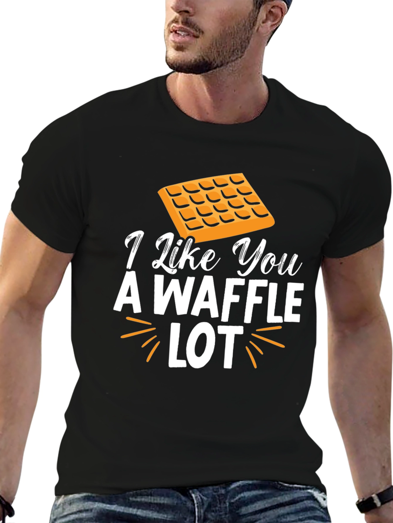Black I Like You A Waffle Lot Novelty T-Shirt view 6