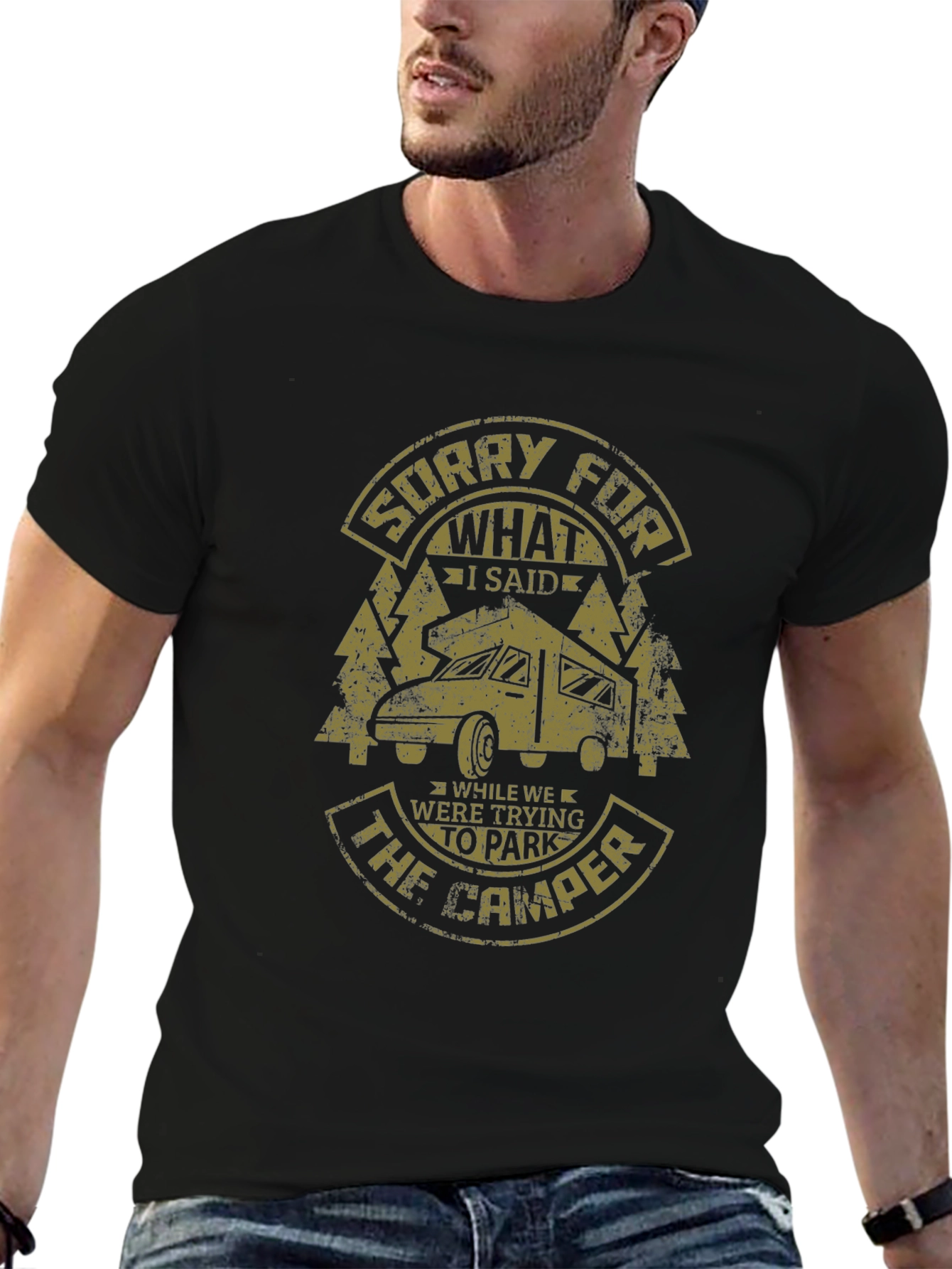 Black Funny Camping T-Shirt: Sorry For What I Said view 6