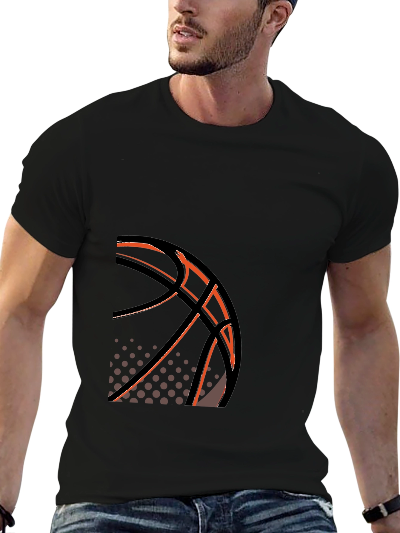 Black Basketball Graphic Tee - Stylish Black T-Shirt view 6