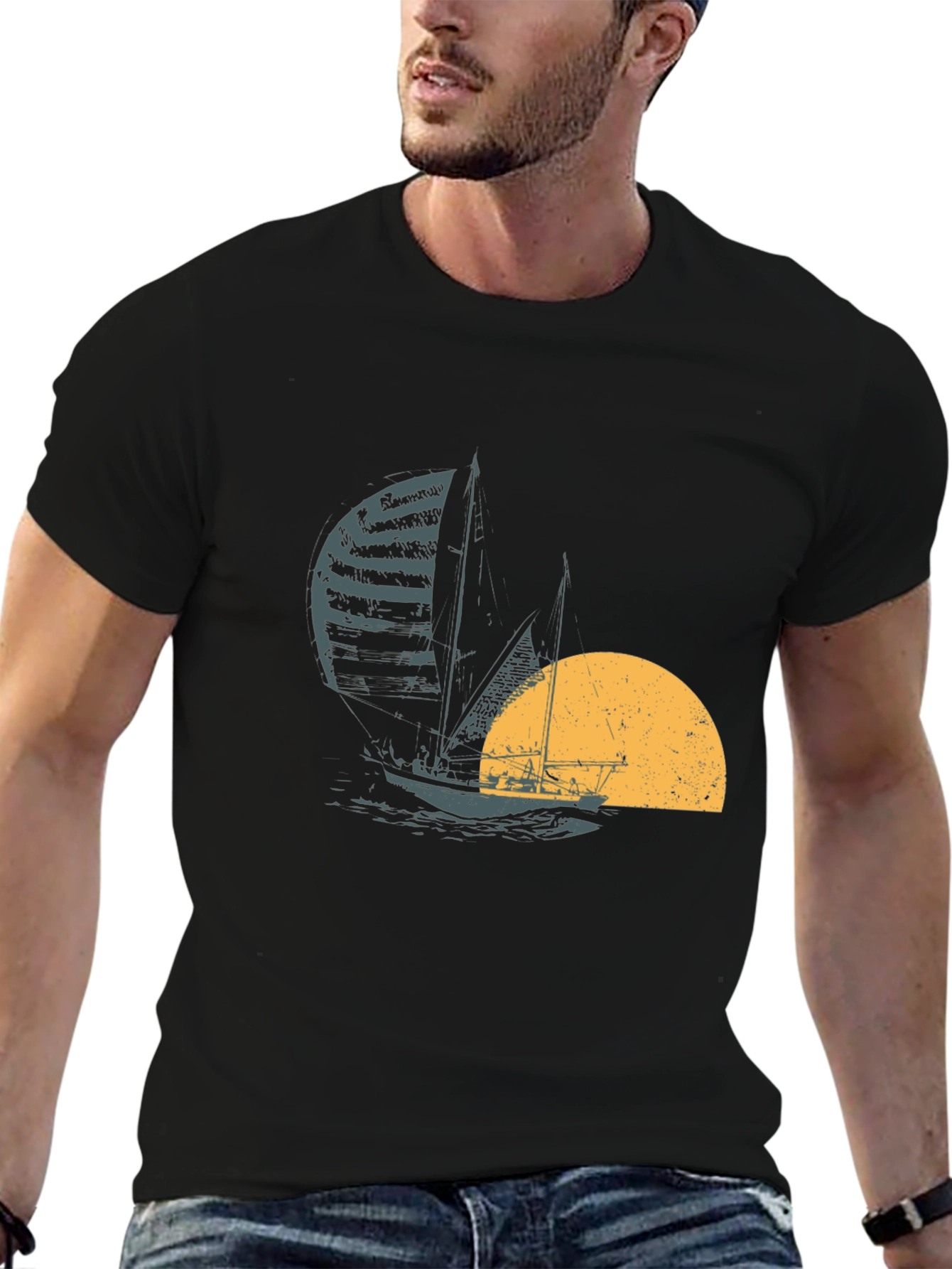 Black Sailing at Sunset Black T-Shirt view 6