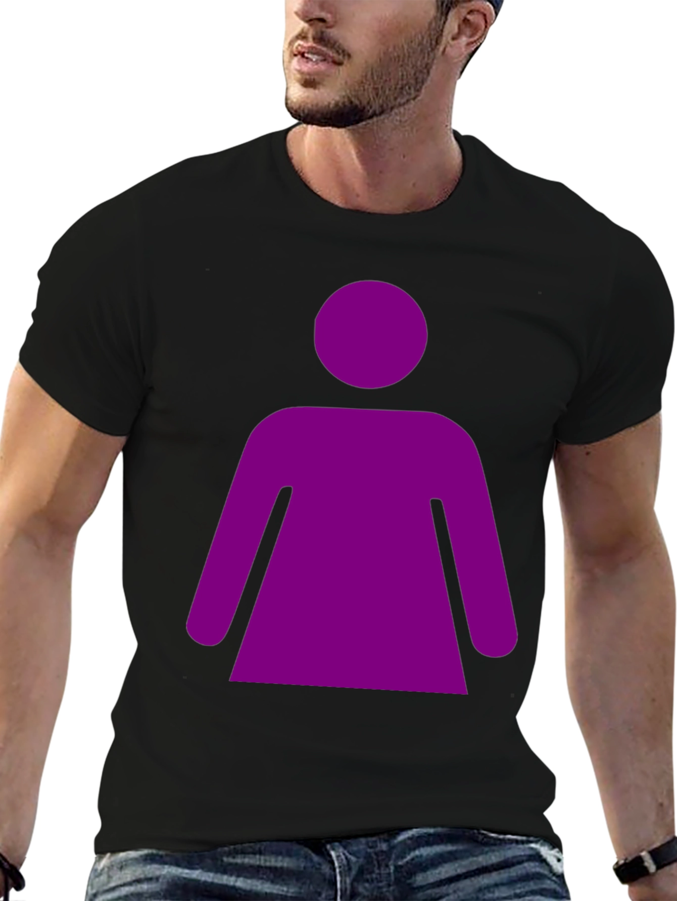 Black Purple Woman Graphic Tee - Black Unisex T-Shirt view 6