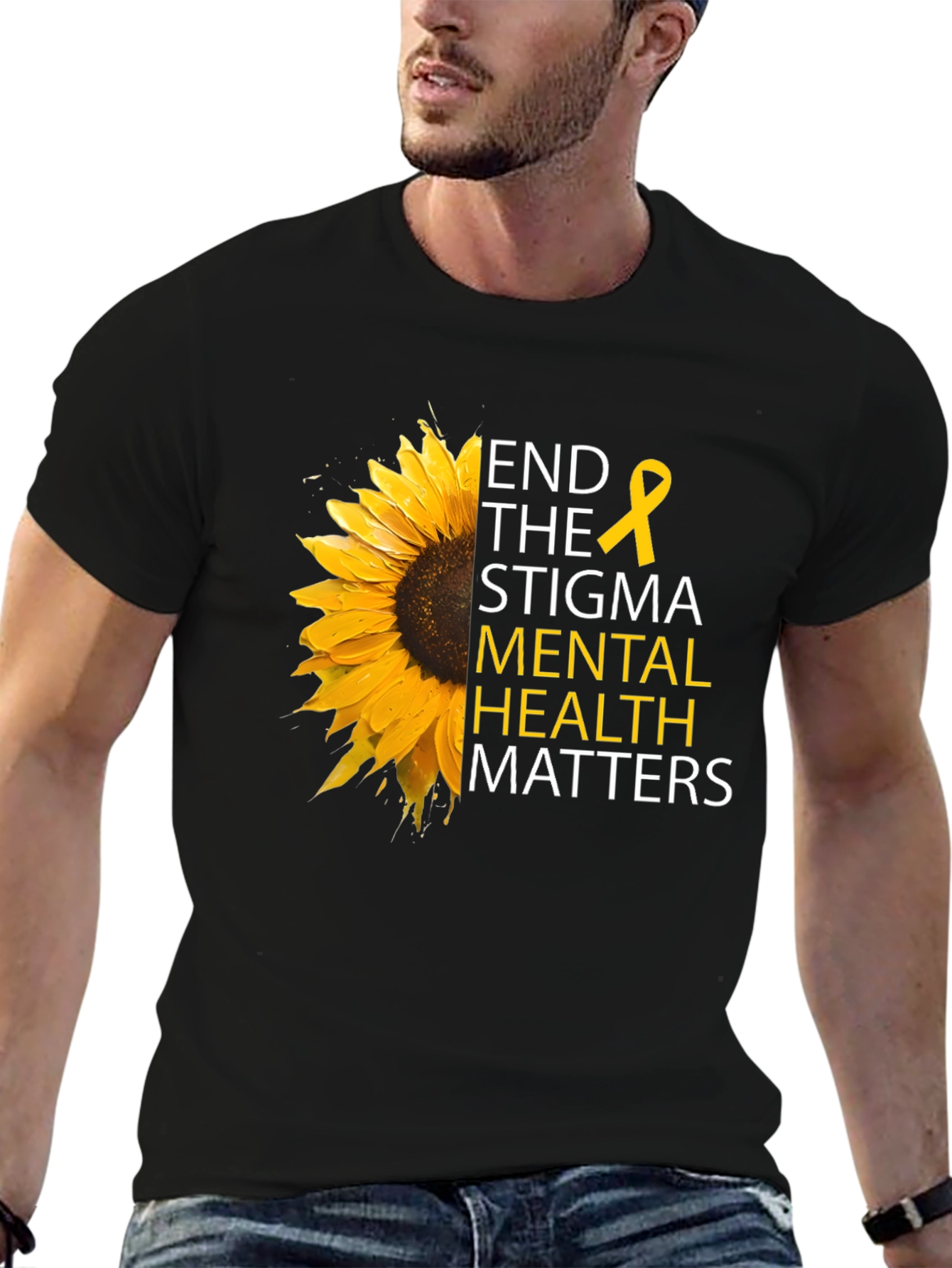 Black Mental Health Matters Sunflower T-Shirt view 6