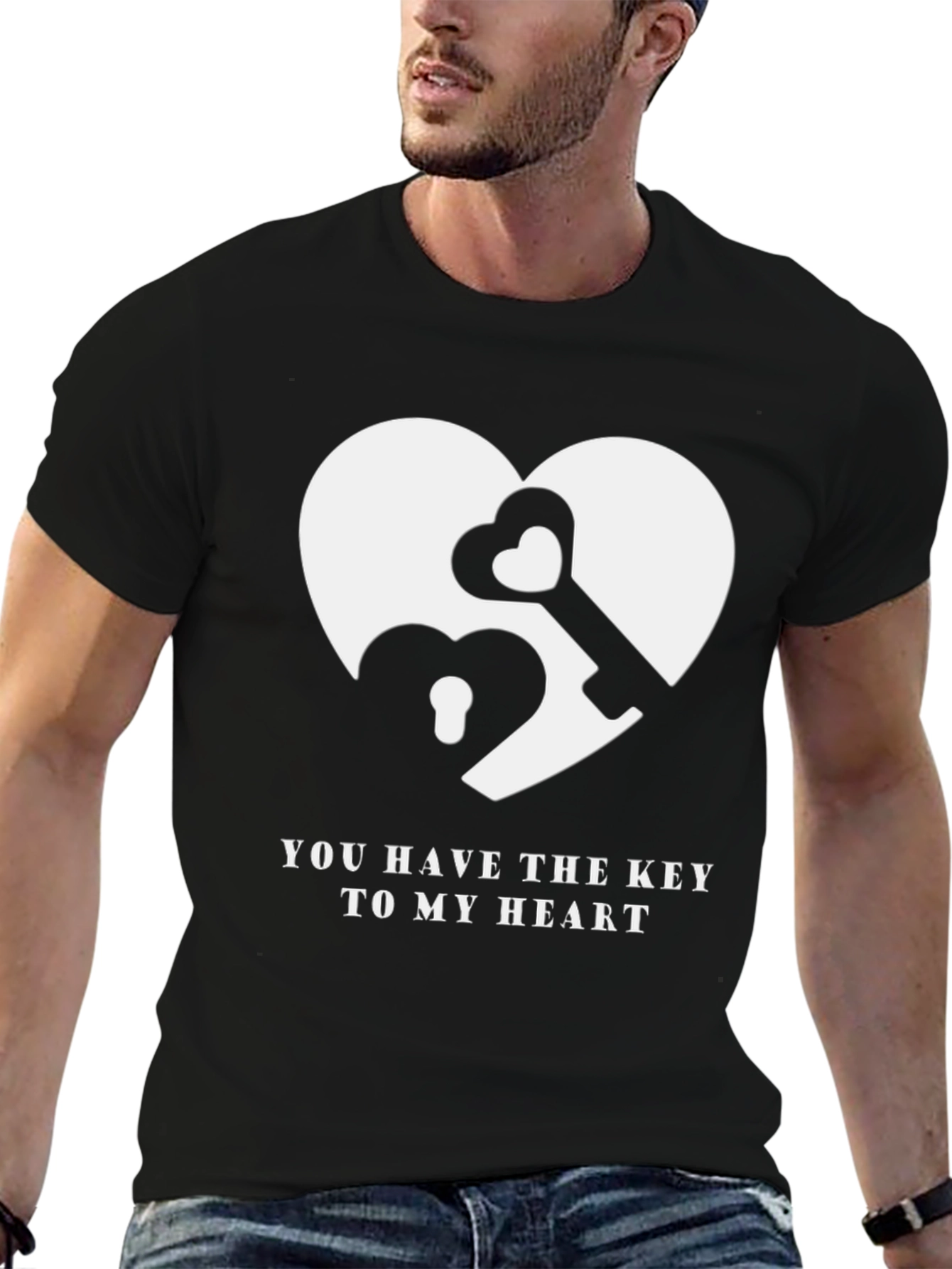 Black Heart Key Graphic T-Shirt - You Have the Key view 6