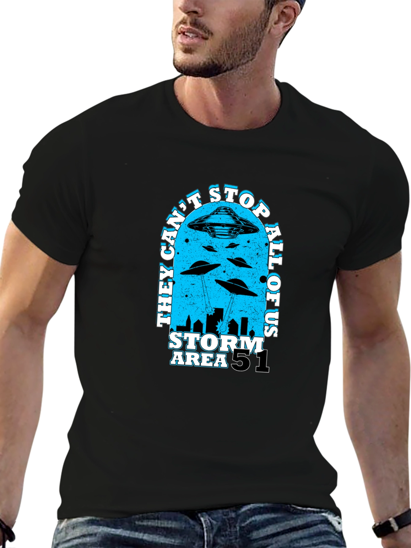 Black Area 51 Storm T-Shirt - They Can't Stop All Of Us view 6