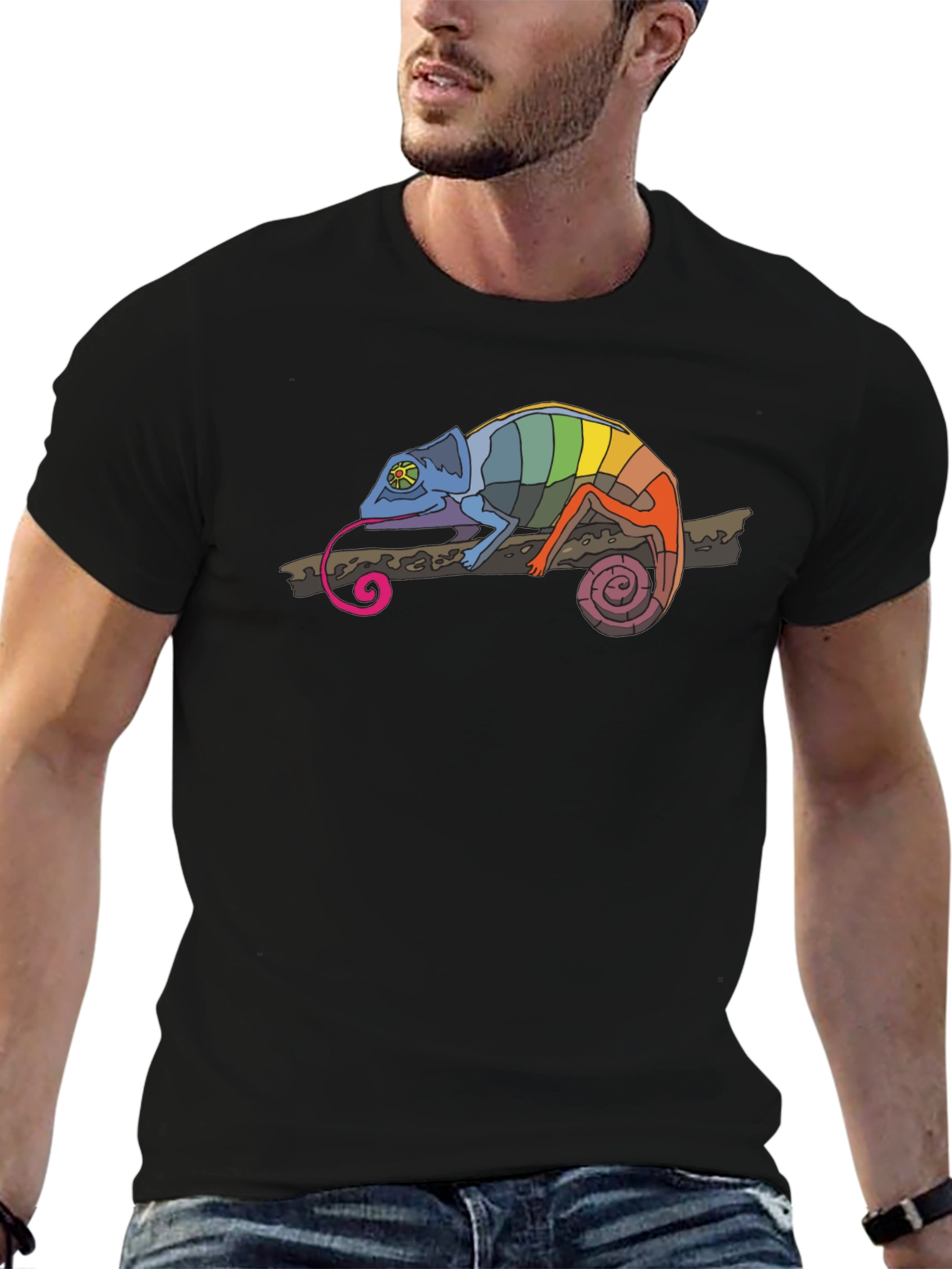 Black Rainbow Chameleon Black T-Shirt view 6