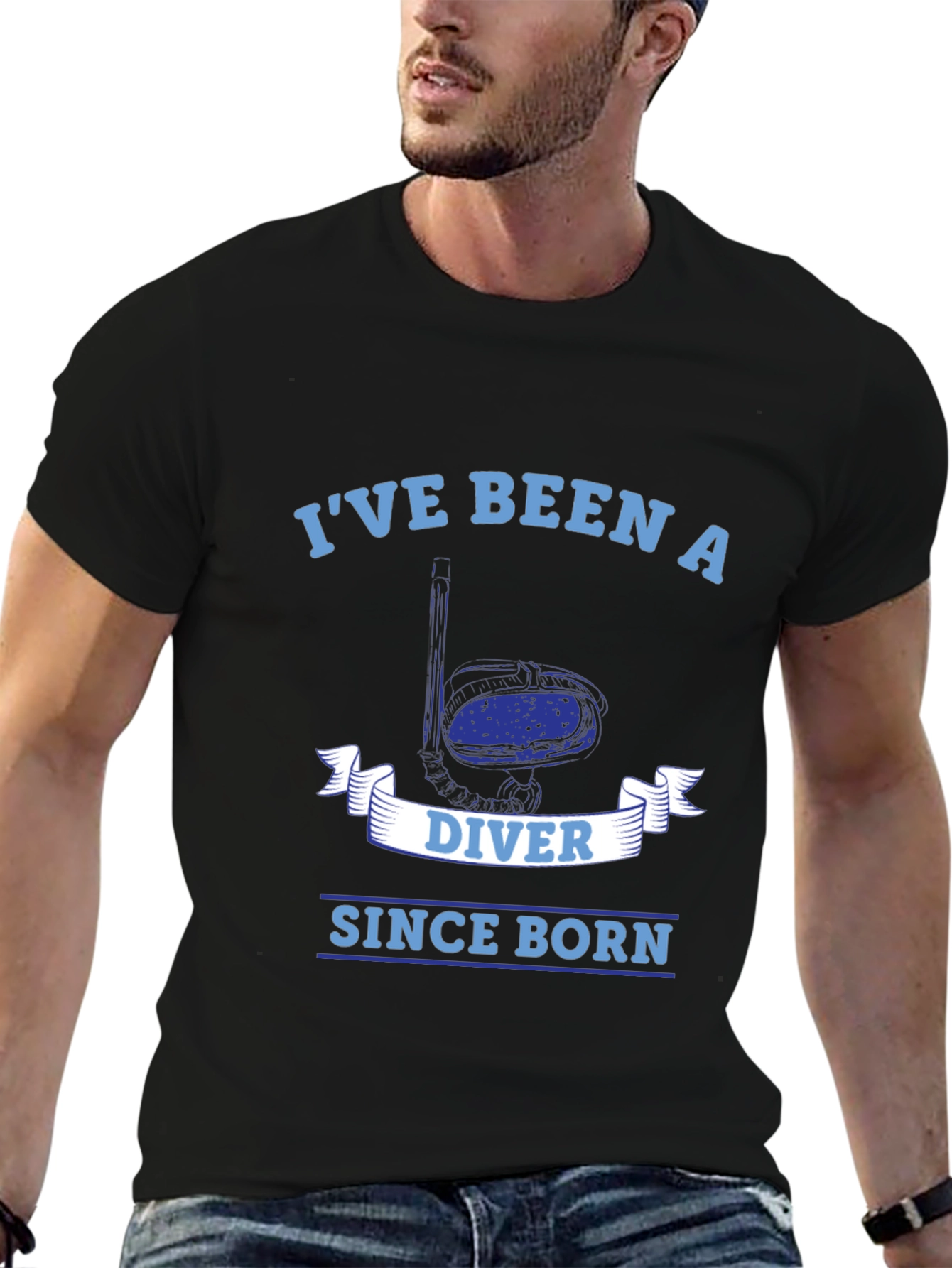 Black Diver Since Born T-Shirt - Scuba Diving Gift view 6
