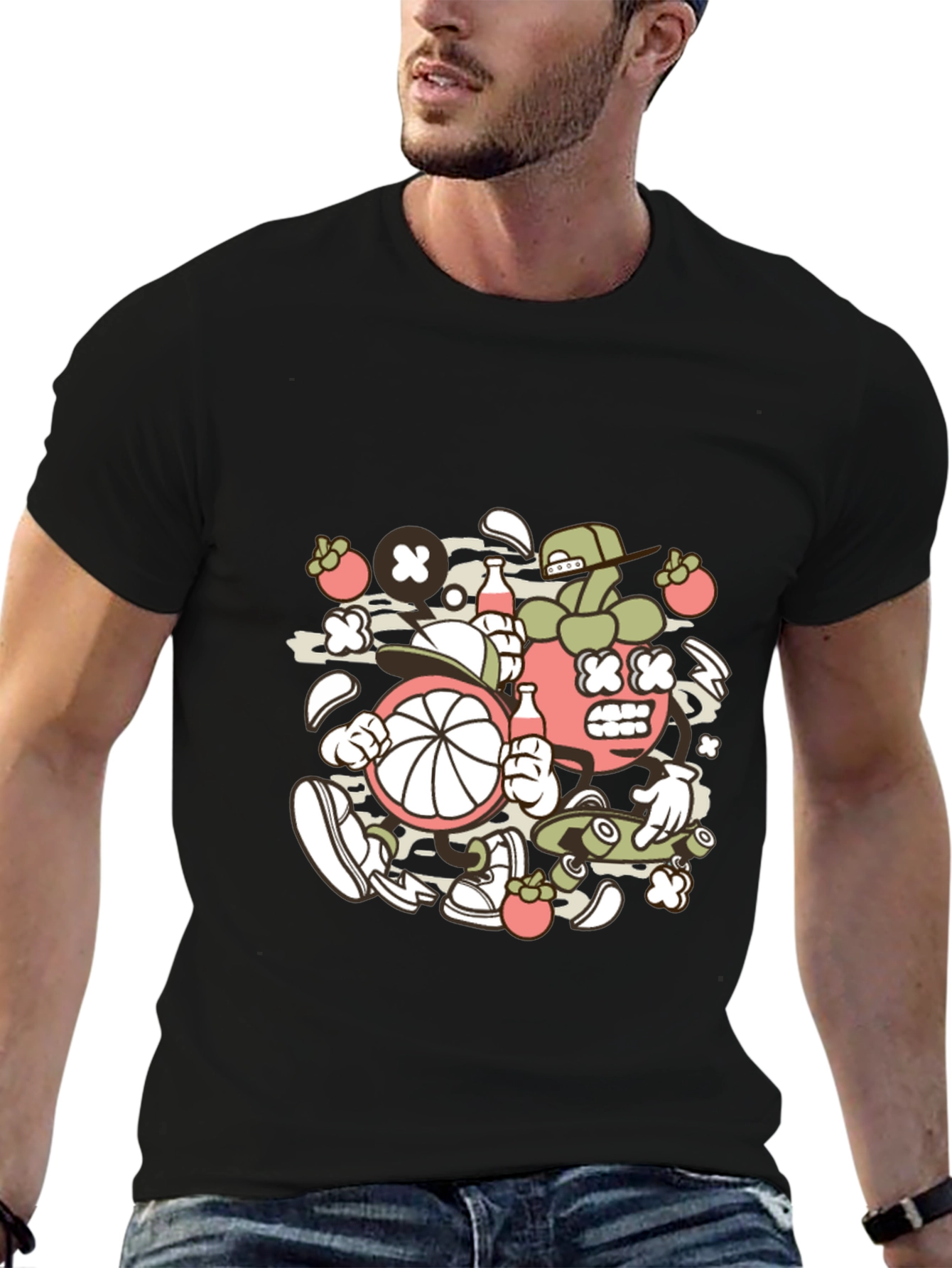 Black Cartoon Mangosteen Black Tee view 6