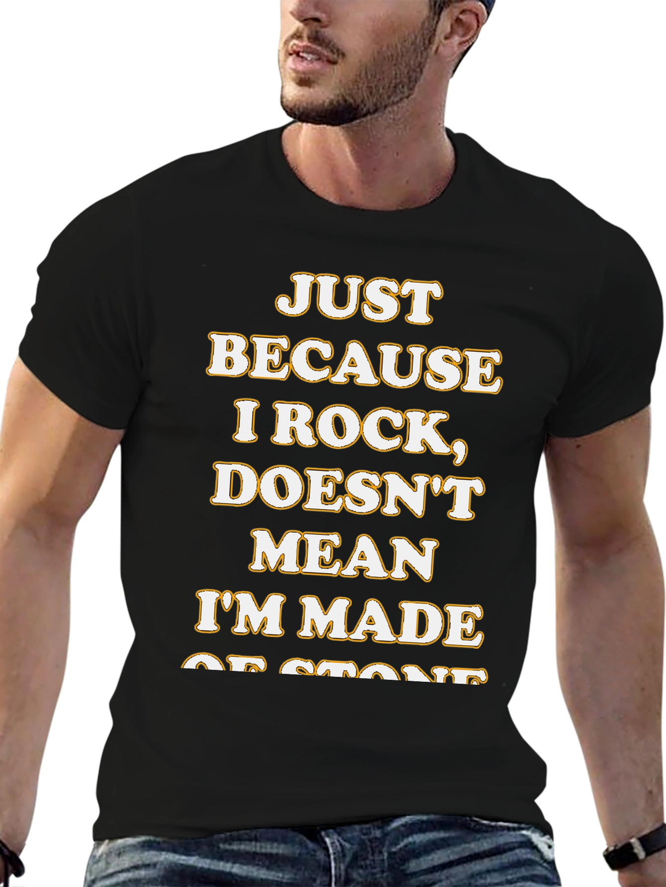 Black Funny Rocker T-Shirt - Just Because I Rock Slogan Tee view 6