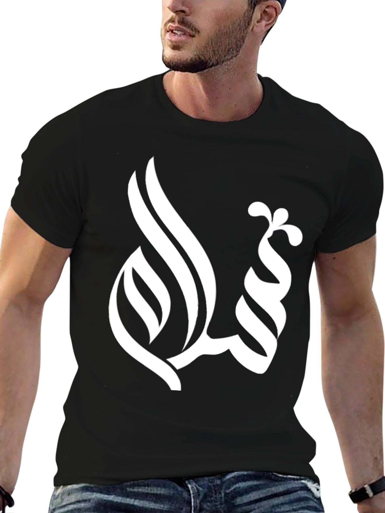 Black Salam Arabic Calligraphy Black T-Shirt view 6