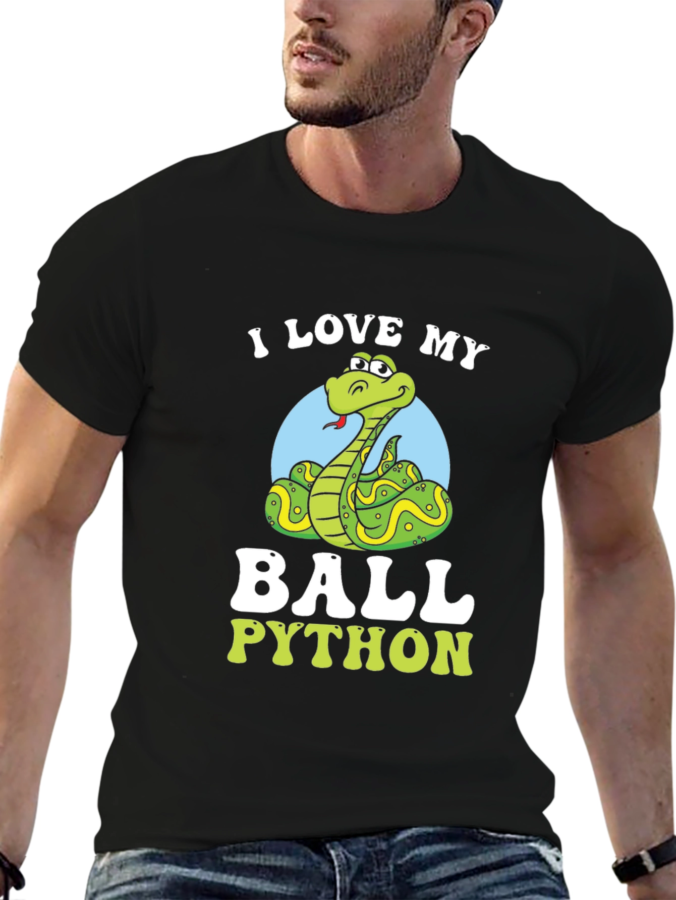 Black I Love My Ball Python T-Shirt Snake Pet Owner view 6
