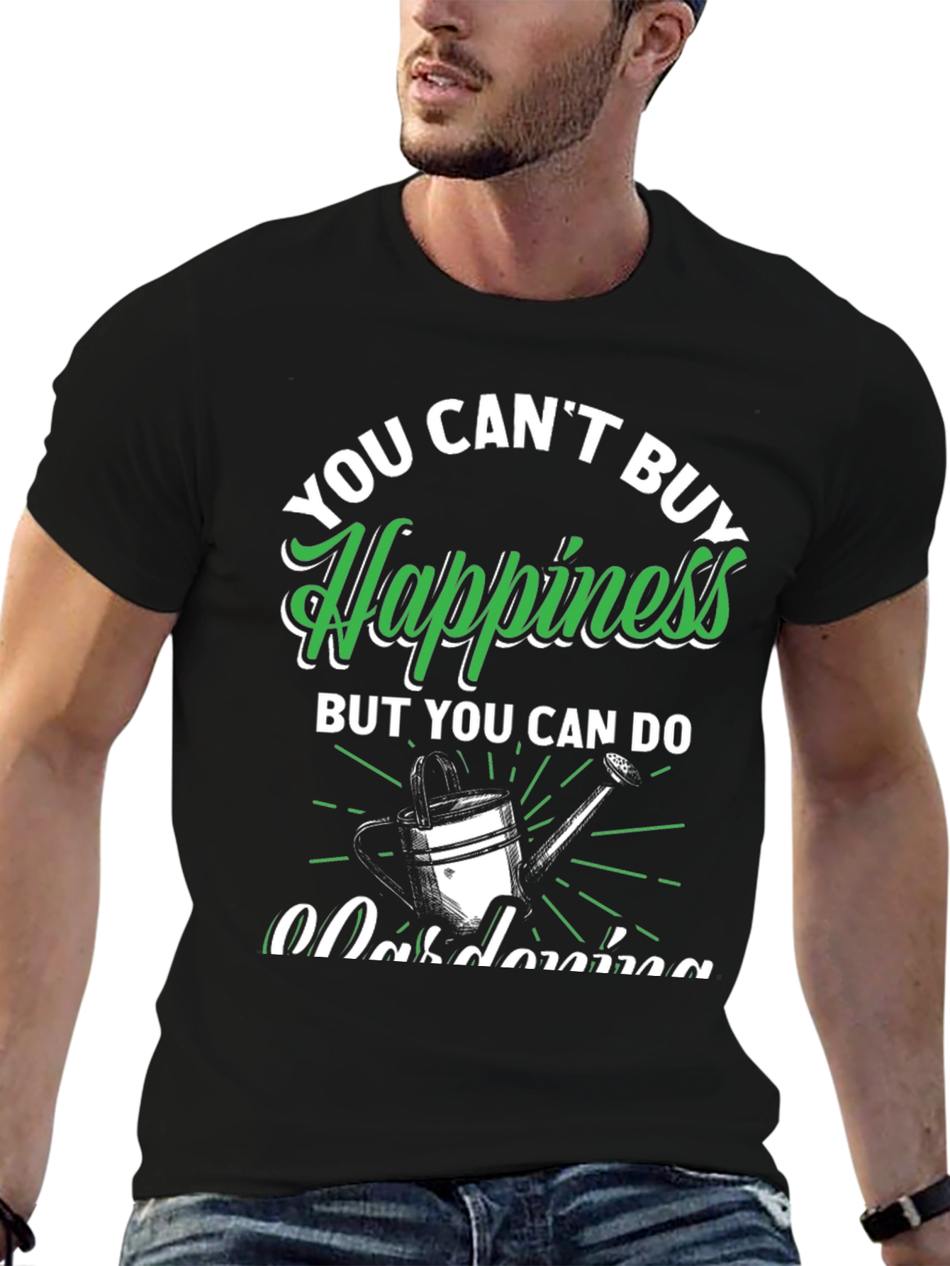 Black Gardening Happiness Graphic T-Shirt view 6