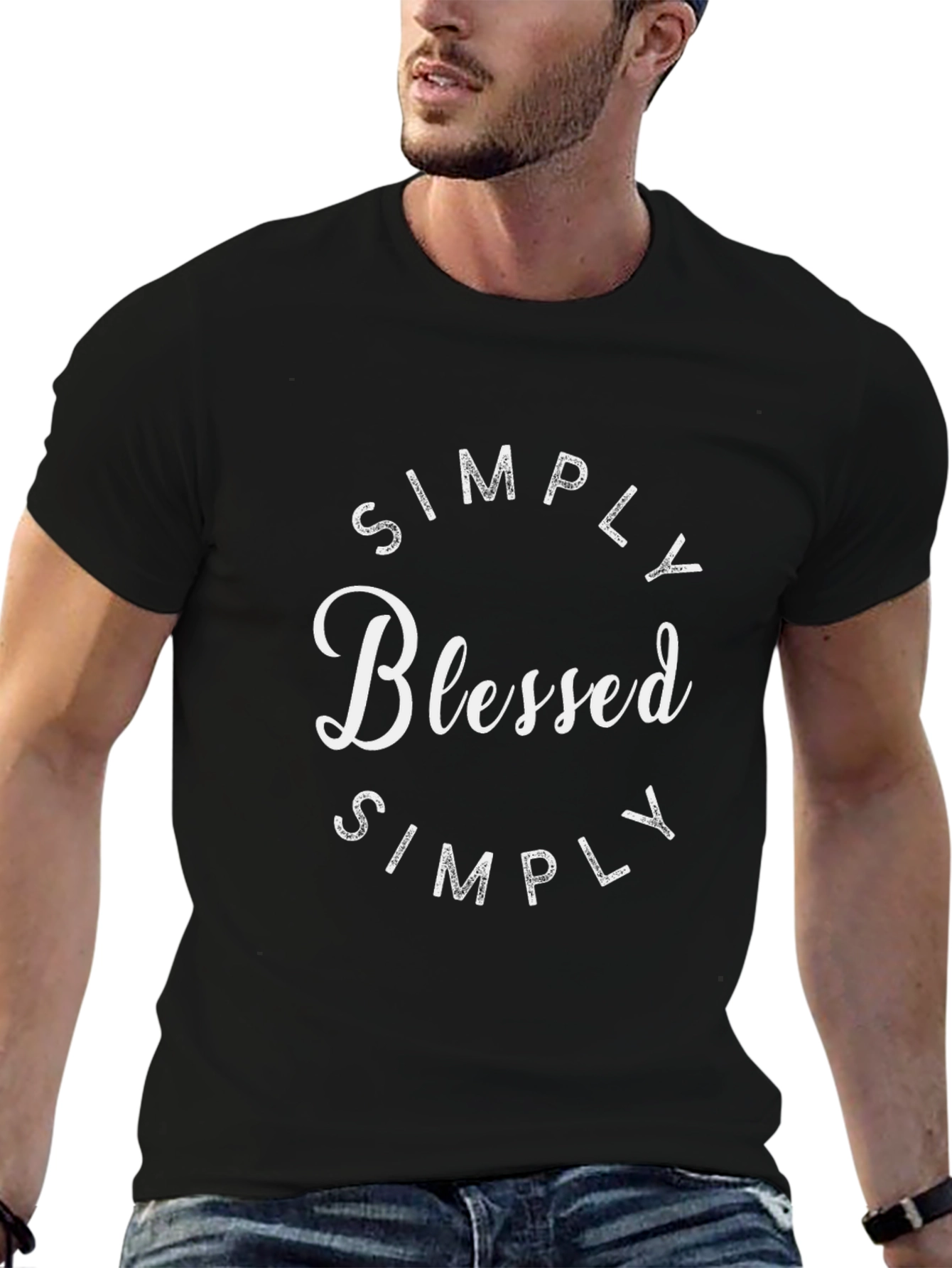 Black Simply Blessed Black Crew Neck T-Shirt view 6