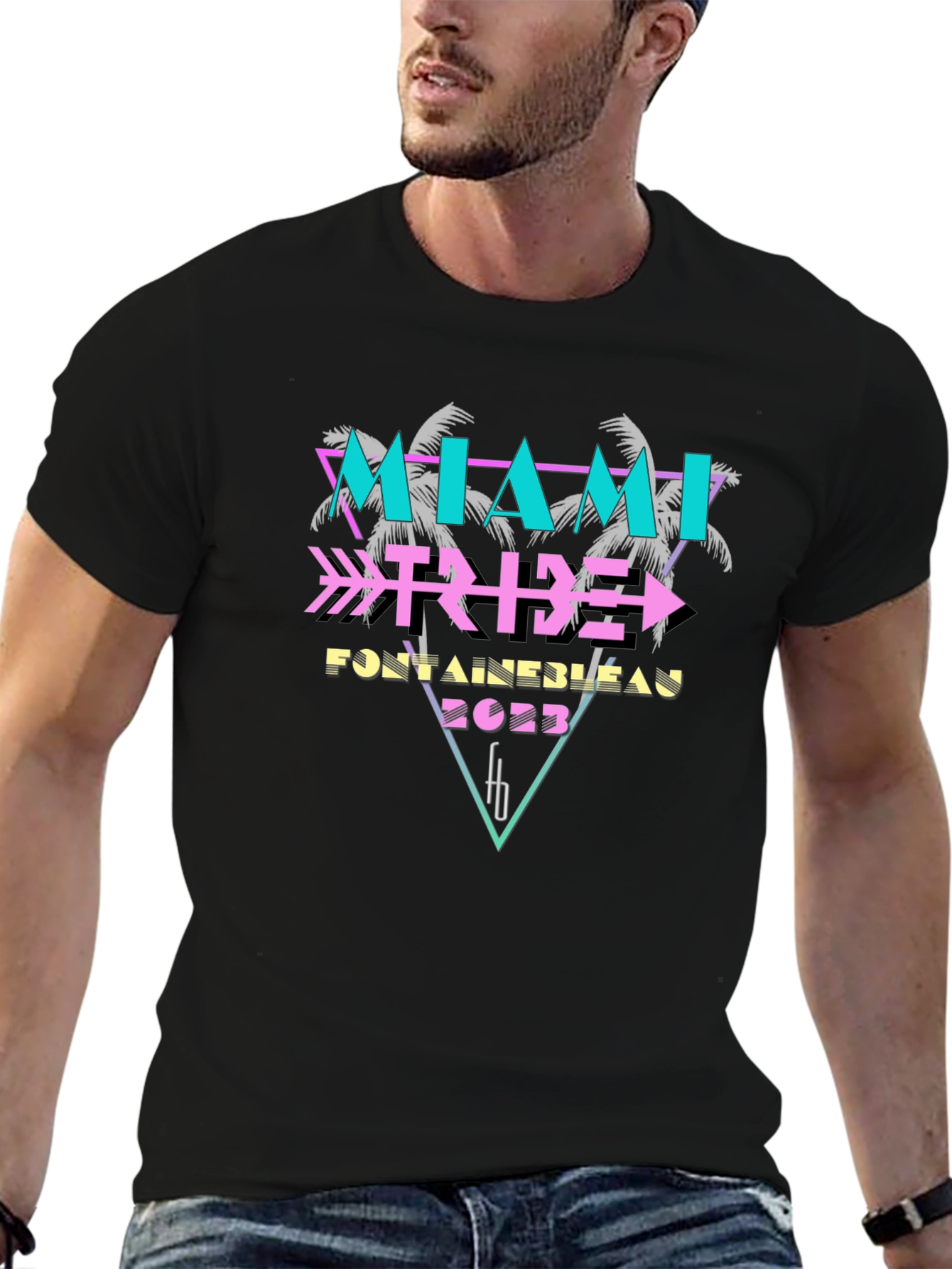 Black Miami Tribe Fontainebleau 2023 Black T-Shirt view 6