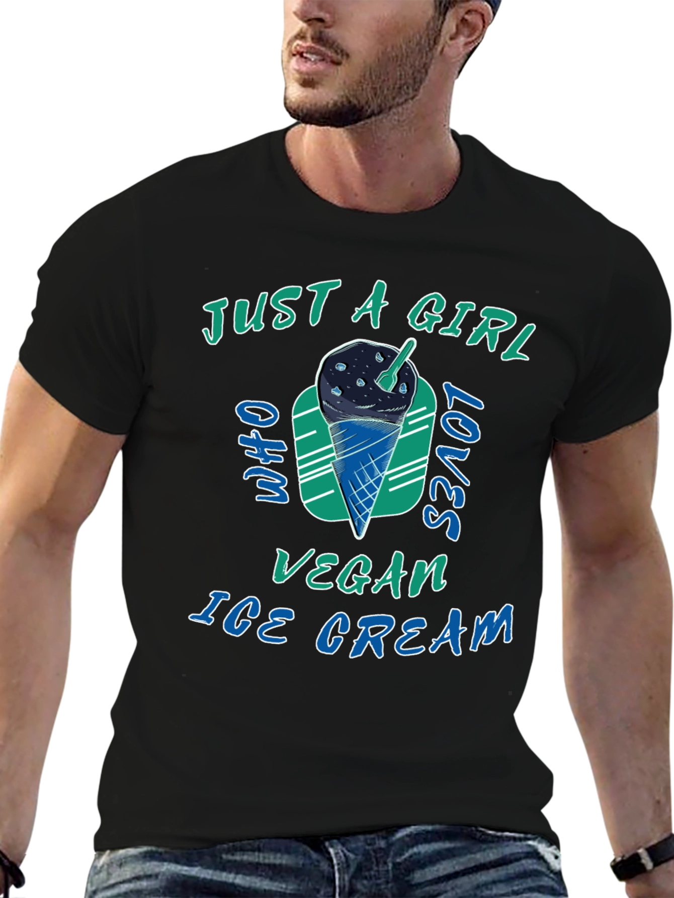 Black Vegan Ice Cream Lover T-Shirt view 6