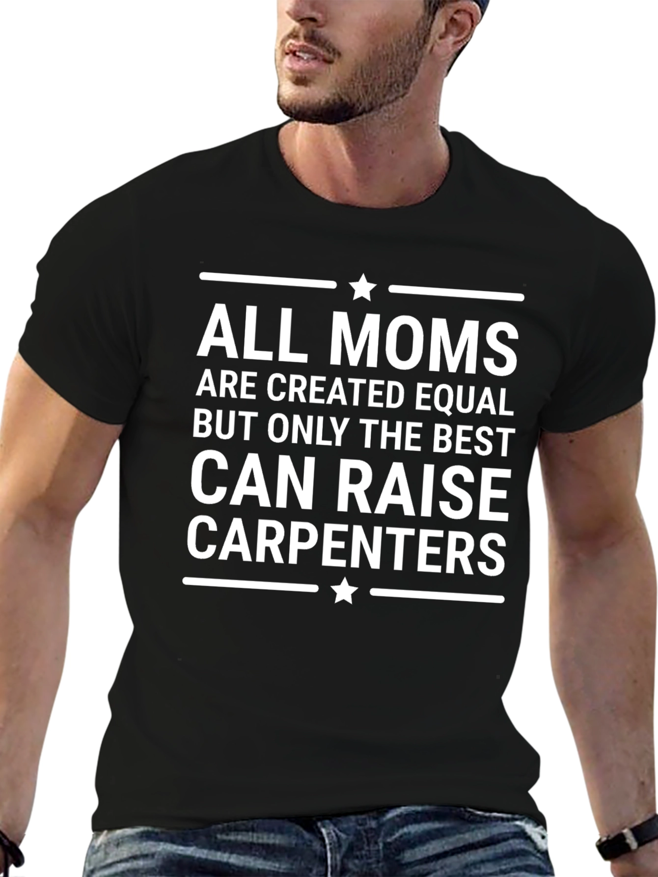 Black Best Moms Raise Carpenters Black Graphic T-Shirt view 6