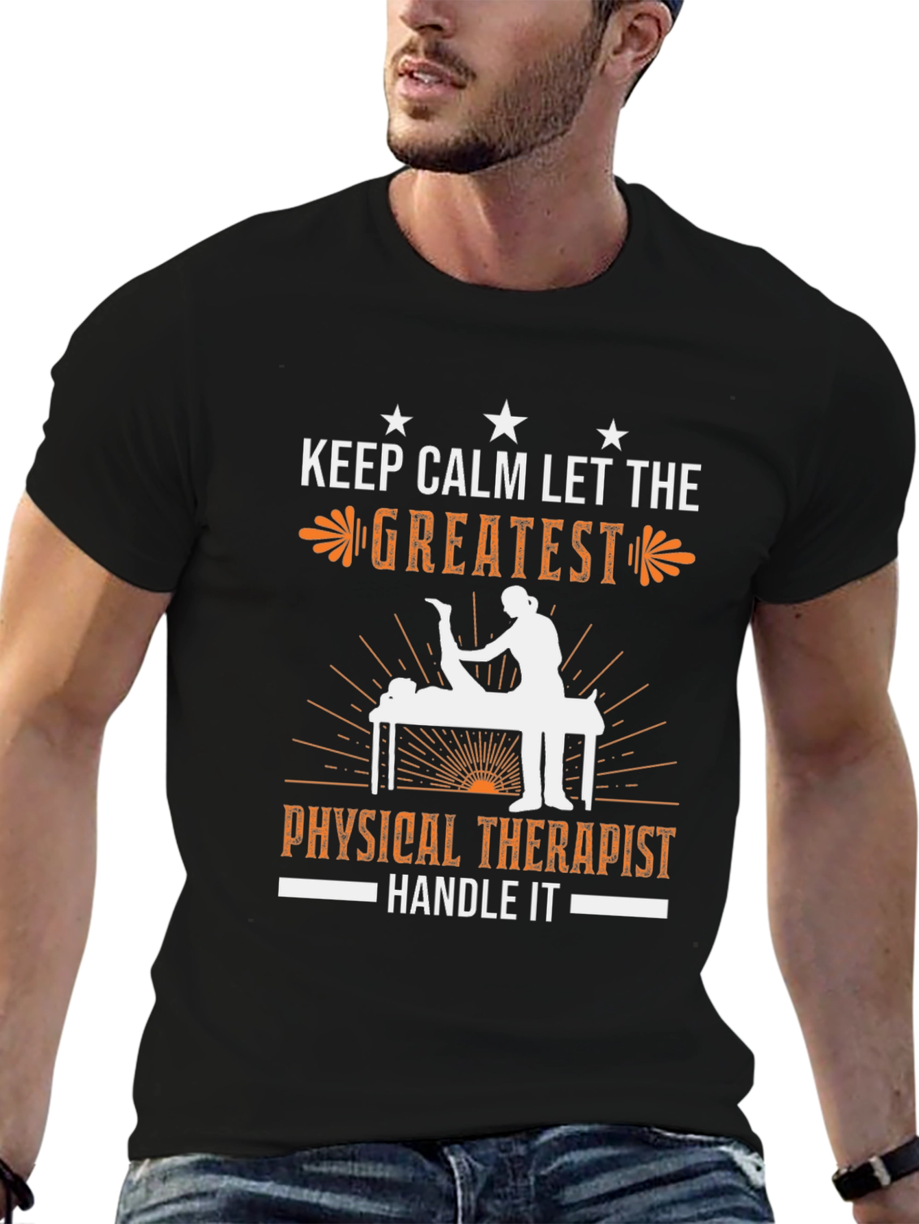 Black Physical Therapist T-Shirt Keep Calm view 6