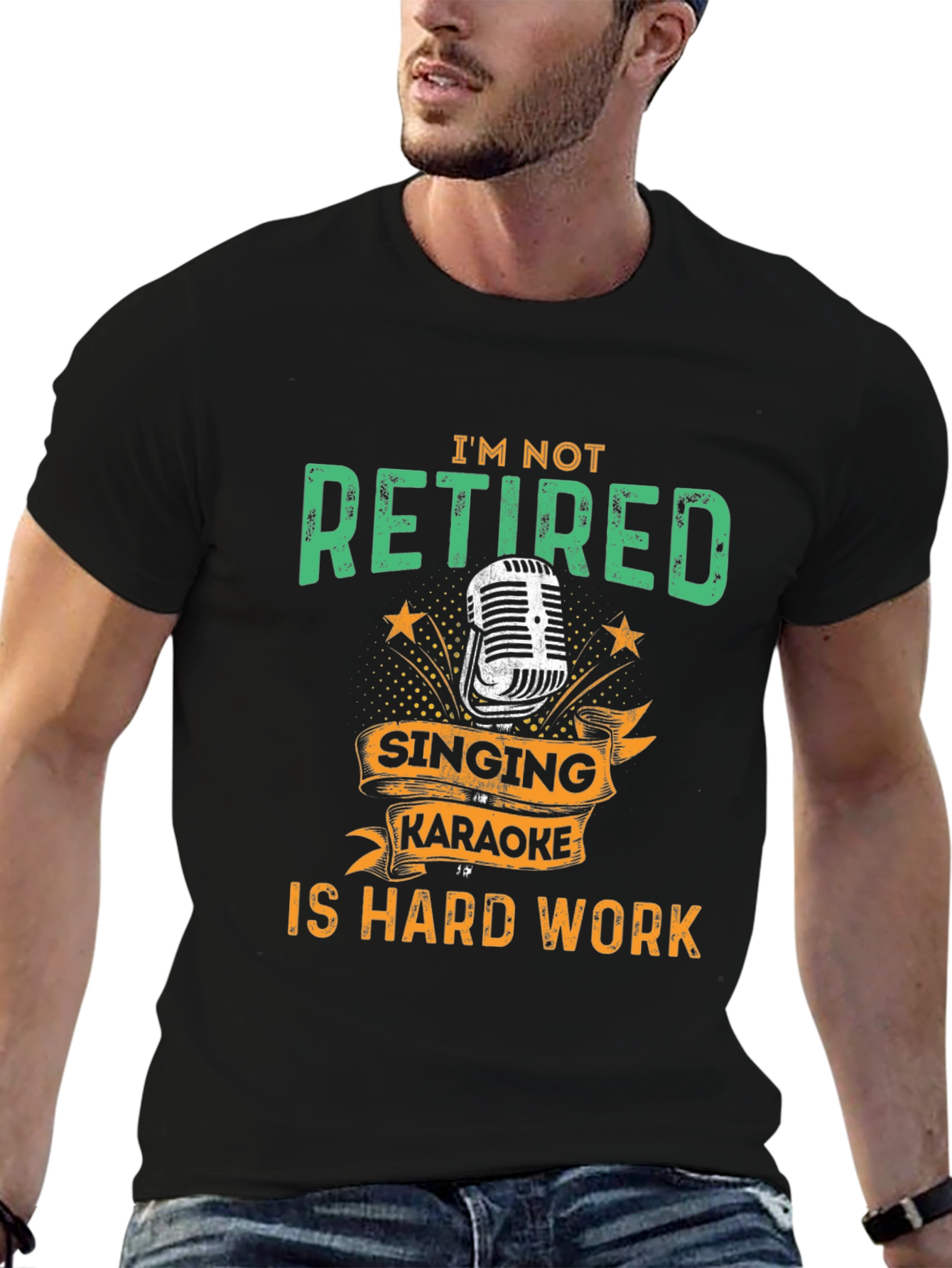 Black Funny Retirement Karaoke T-Shirt view 6