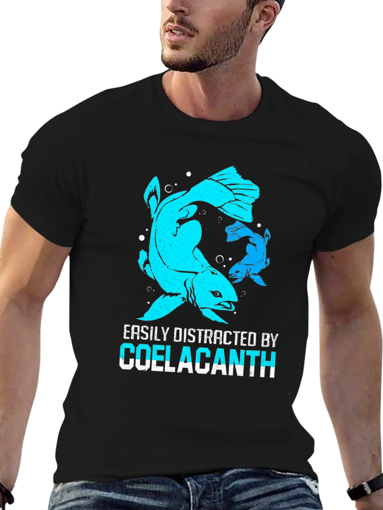 Black Coelacanth Fish Graphic T-Shirt view 6