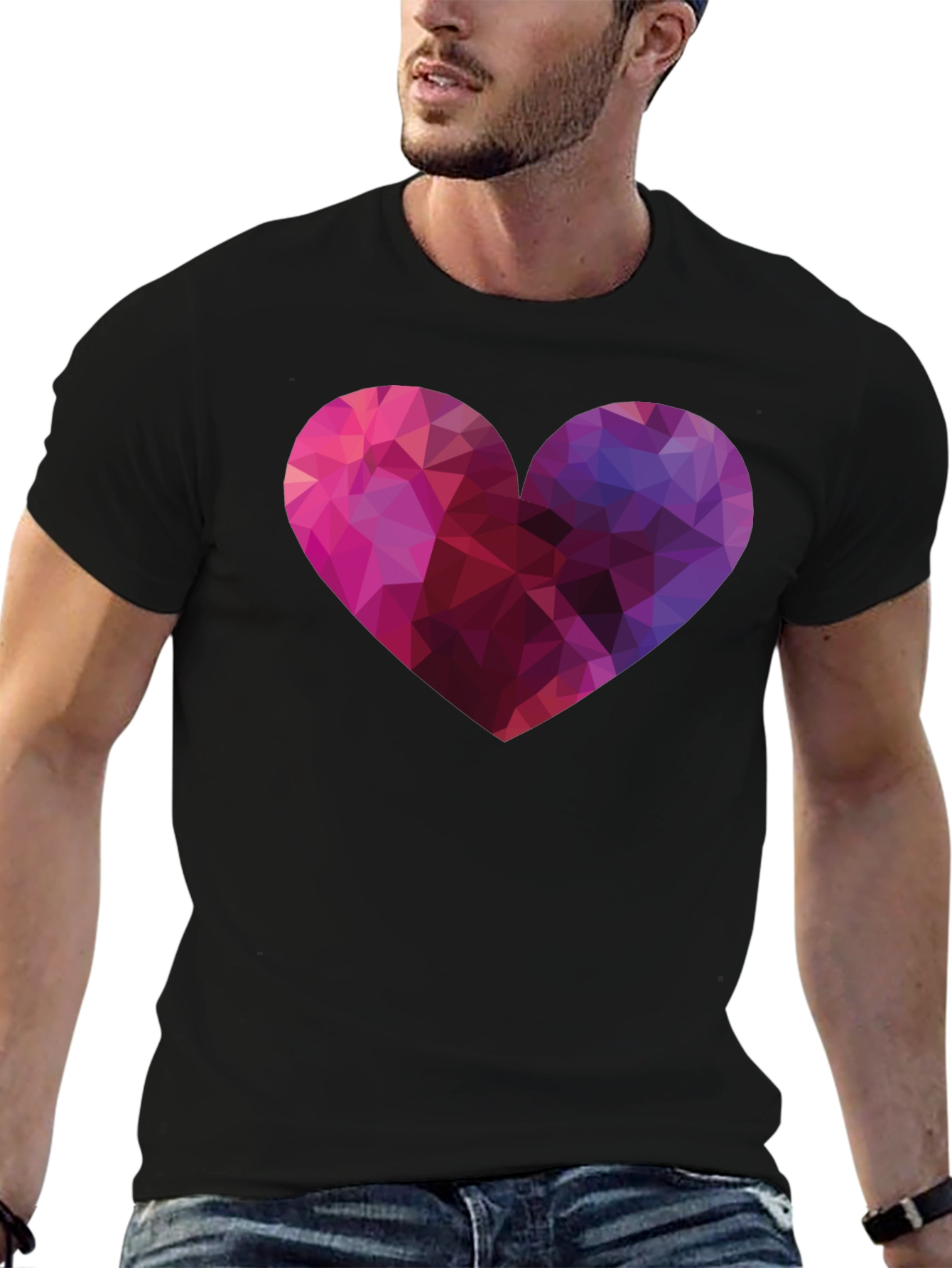 Geometric Heart Graphic Tee - Modern Style - 6