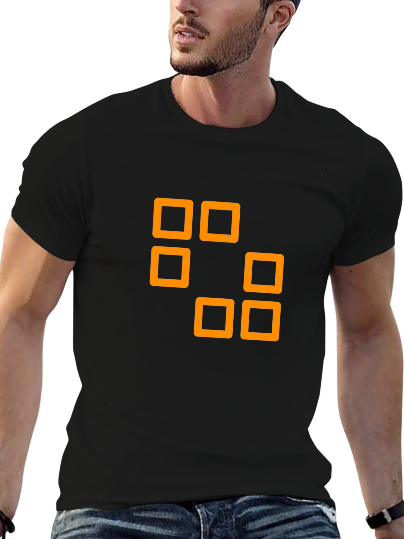 Black Geometric Squares Graphic Tee - Black view 6