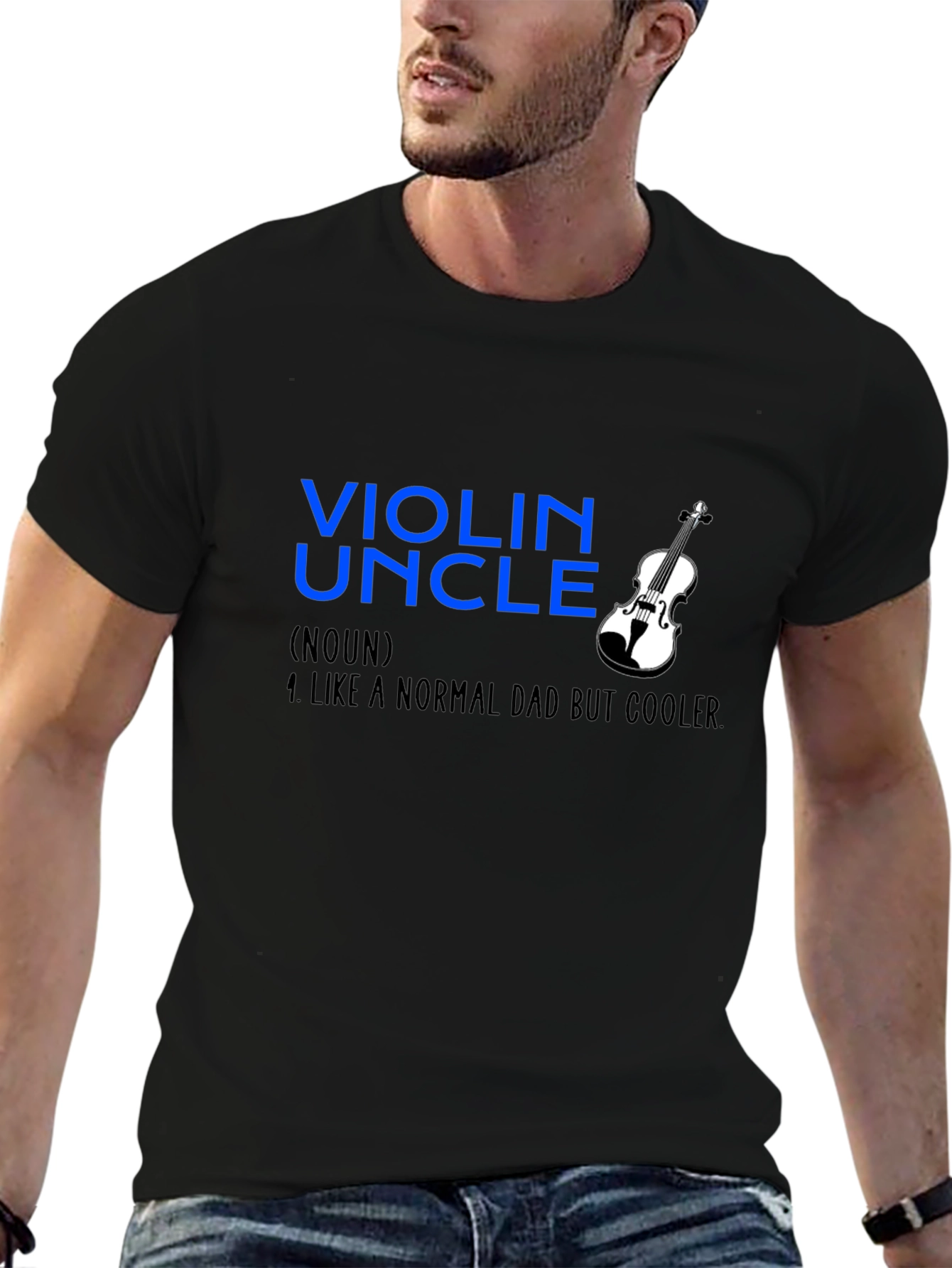 Black Violin Uncle T-Shirt - Like a Normal Dad But Cooler view 6