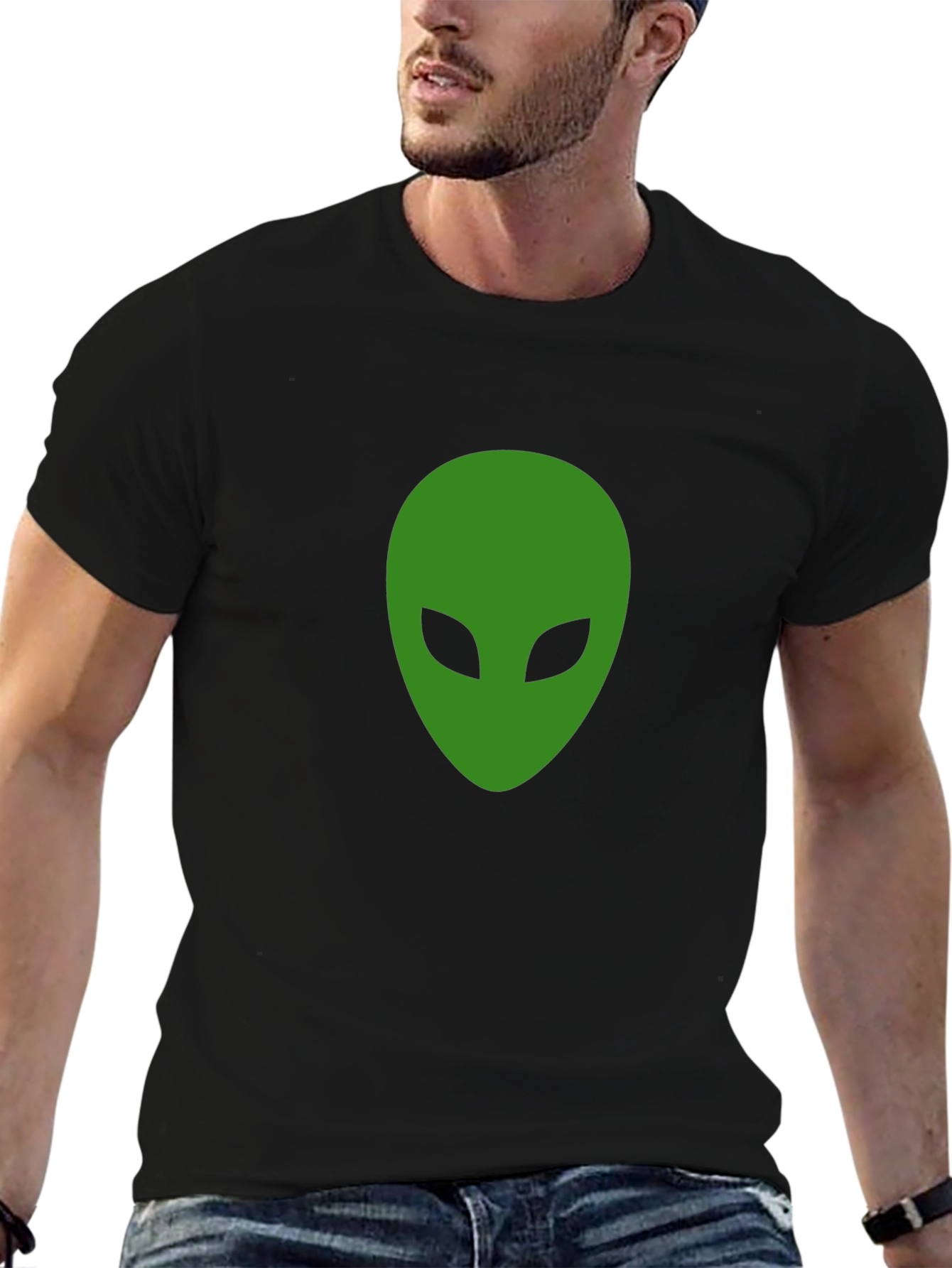Alien Head Graphic Black T-Shirt - 6