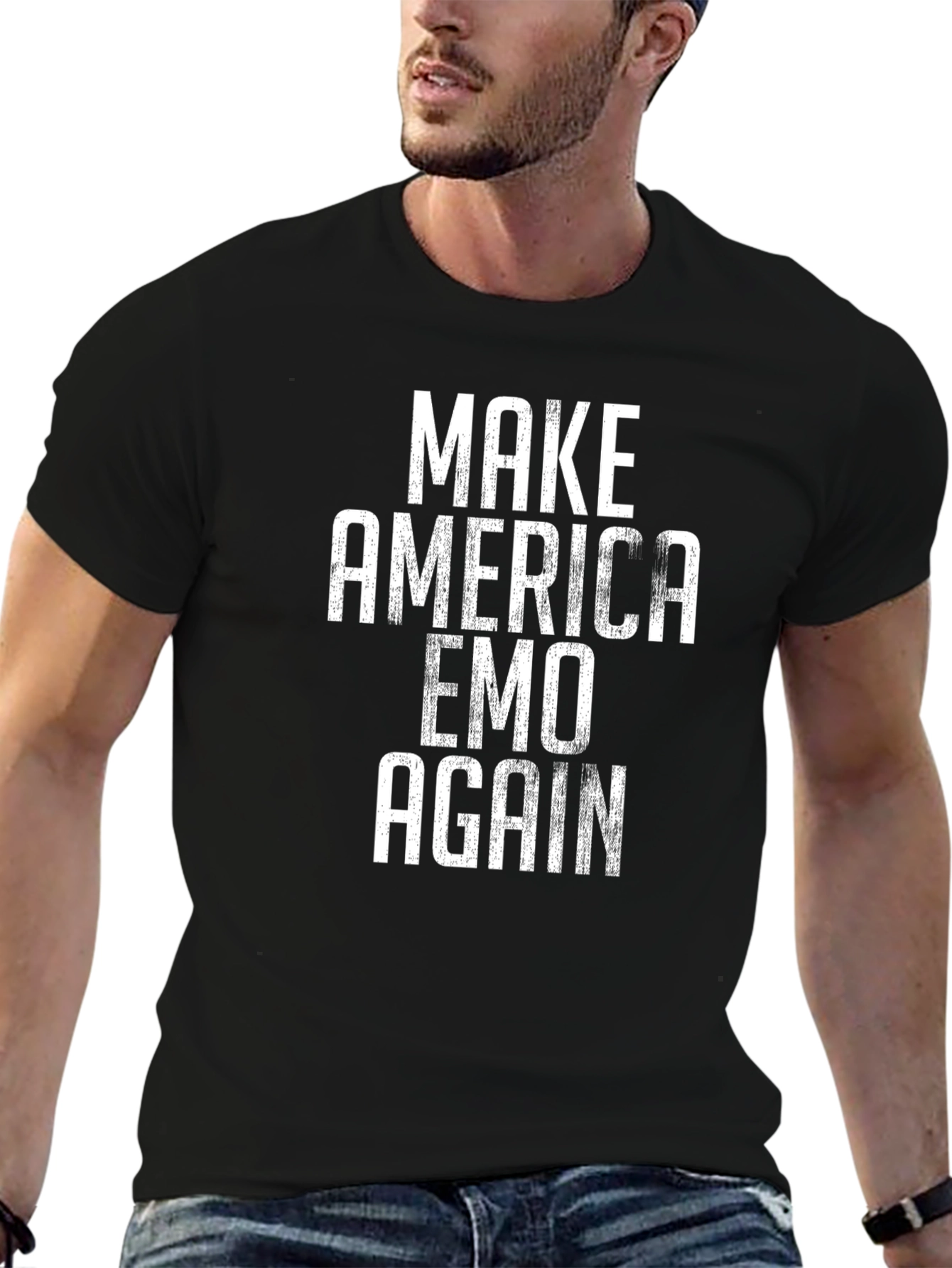 Black Make America Emo Again Graphic Tee view 6