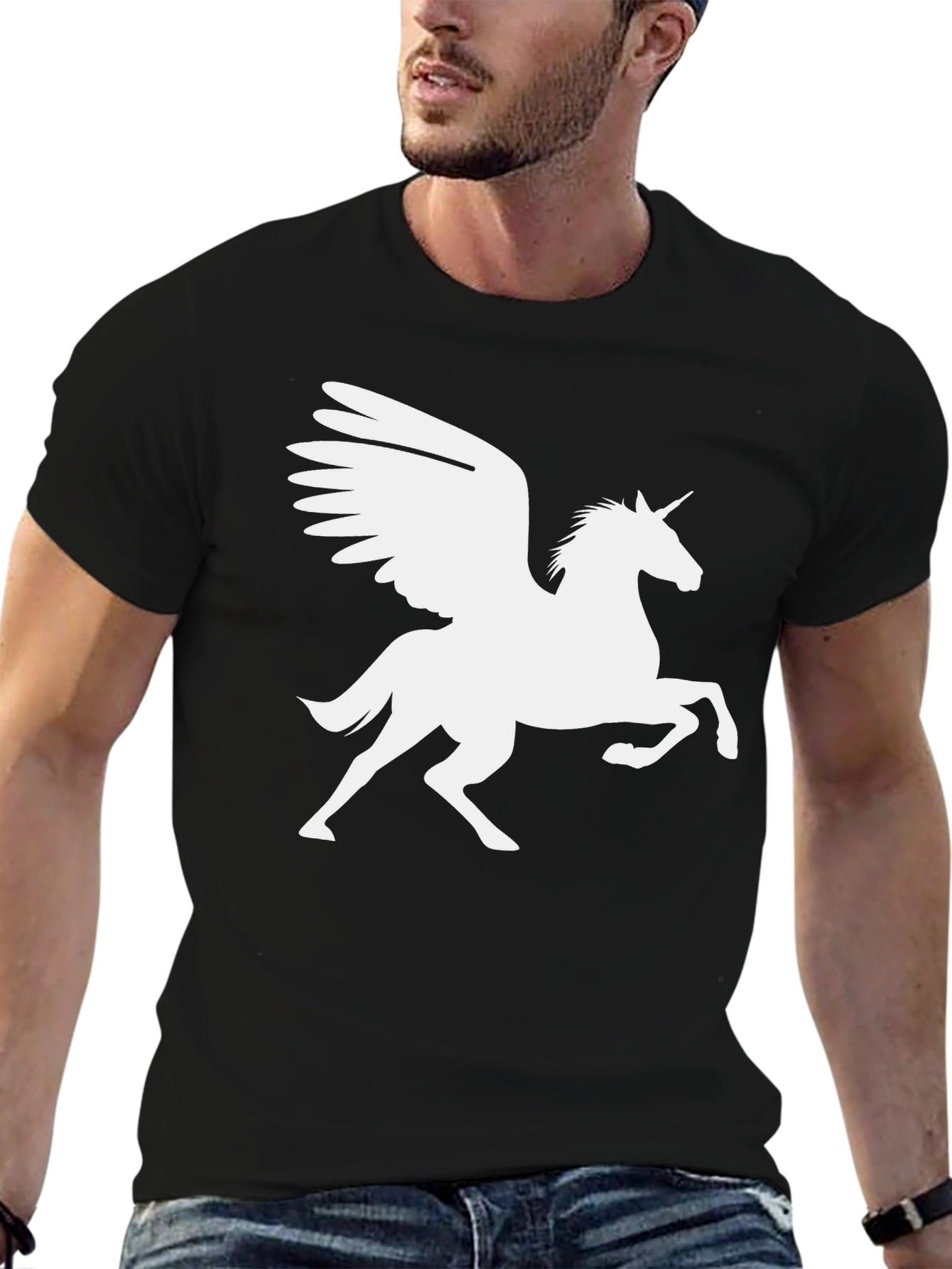 Black Black Unicorn Pegasus Graphic Tee view 6