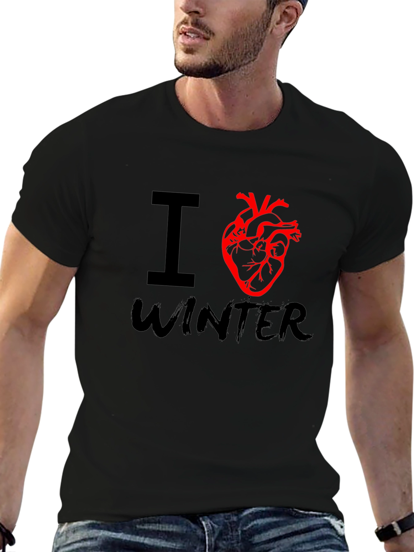 Black I Heart Winter Graphic Tee - Black view 6