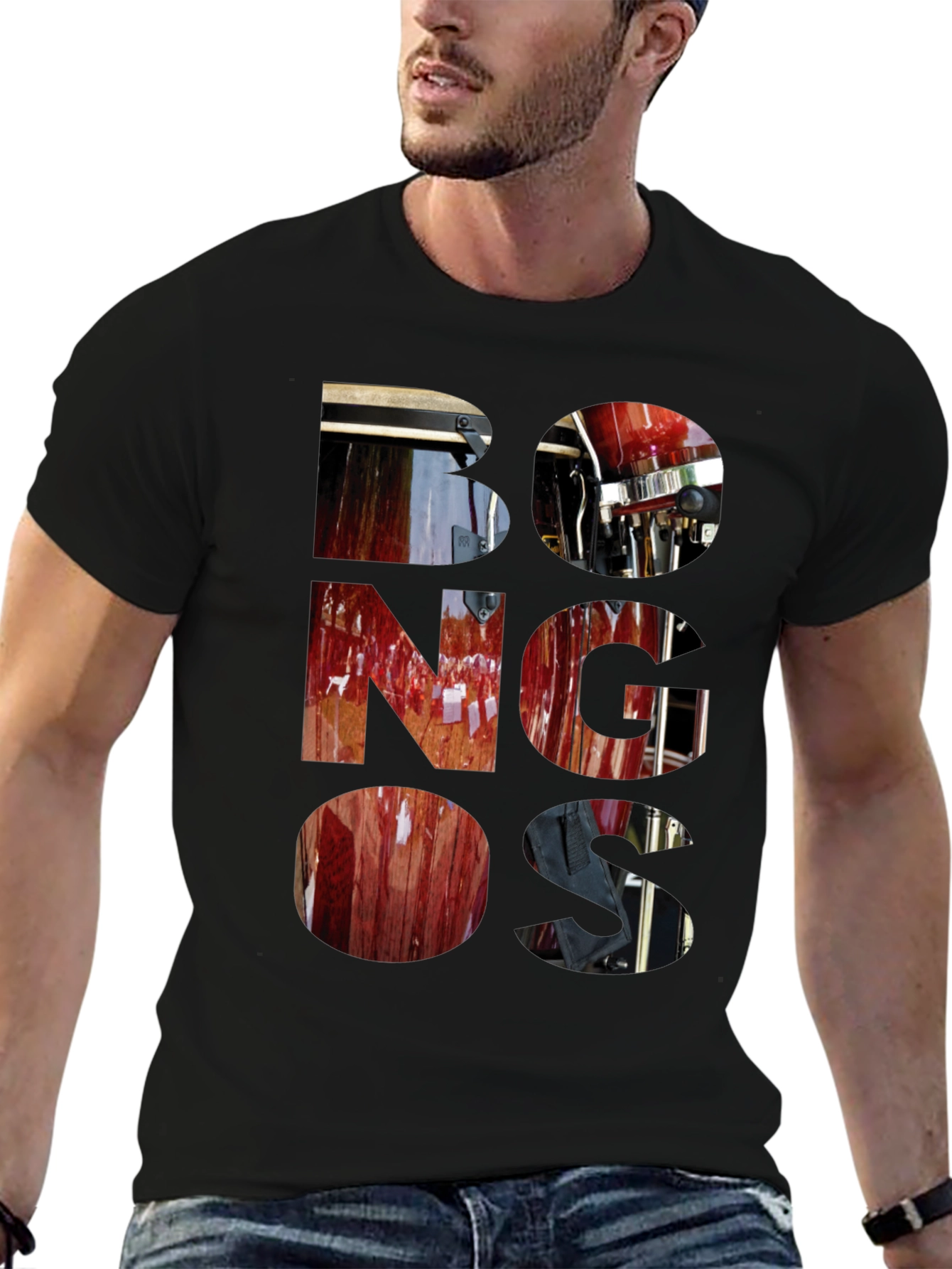 Black Bongos Graphic T-Shirt - Stylish Music Lover Tee view 6
