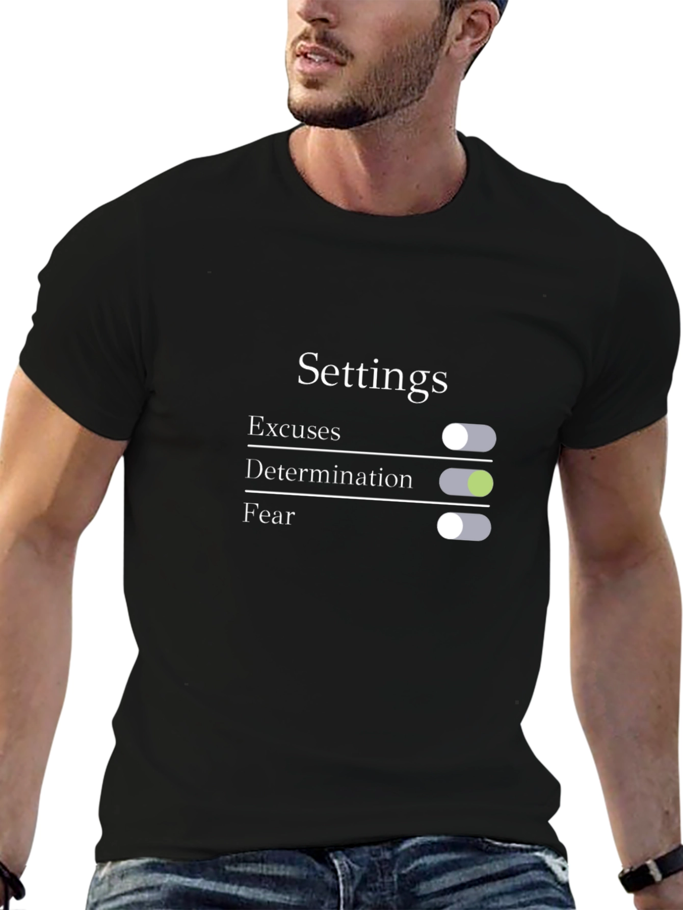Black Settings: Determination Activated - Graphic T-Shirt view 6