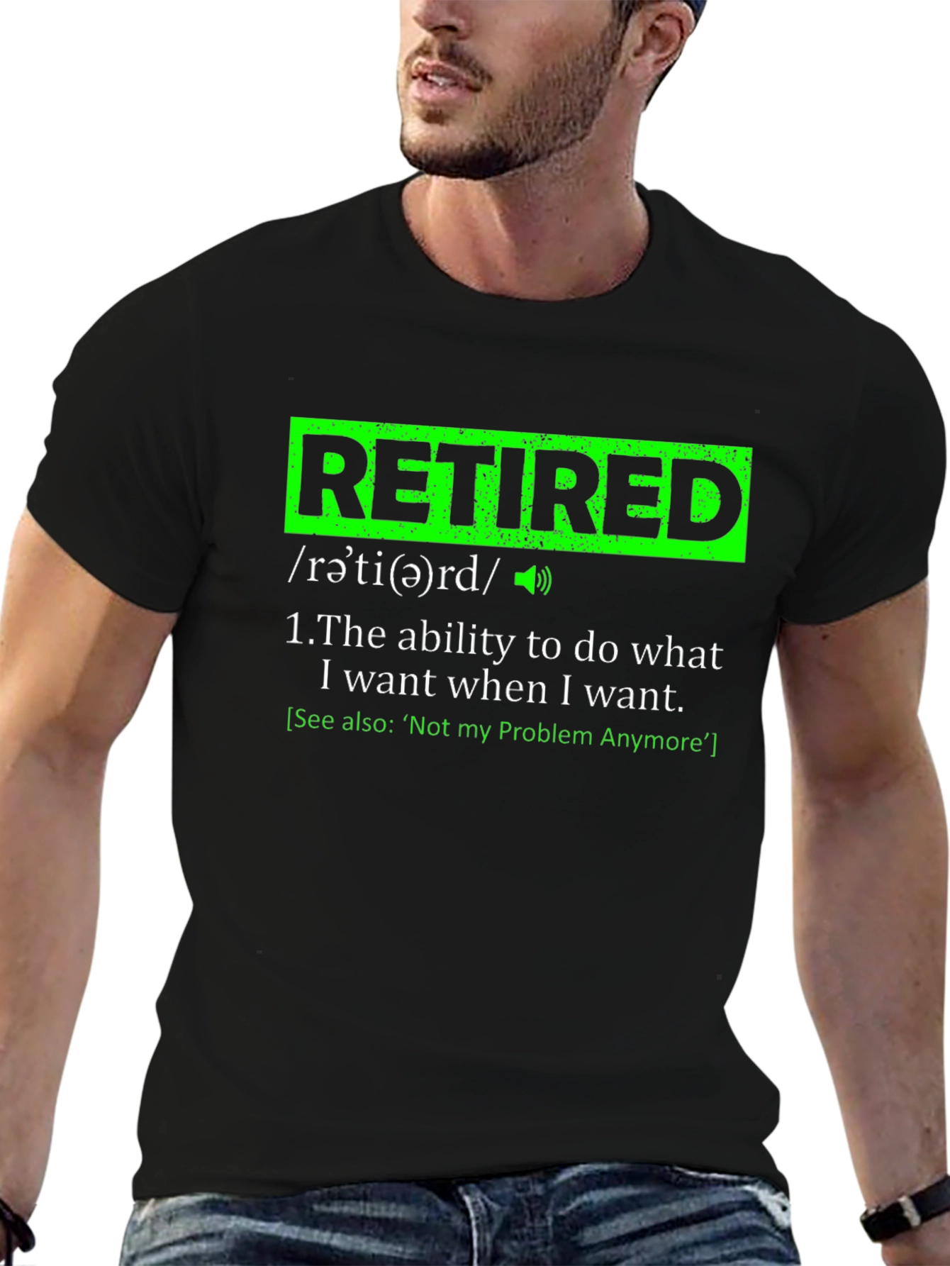 Black Funny Retired Definition Black T-Shirt view 6