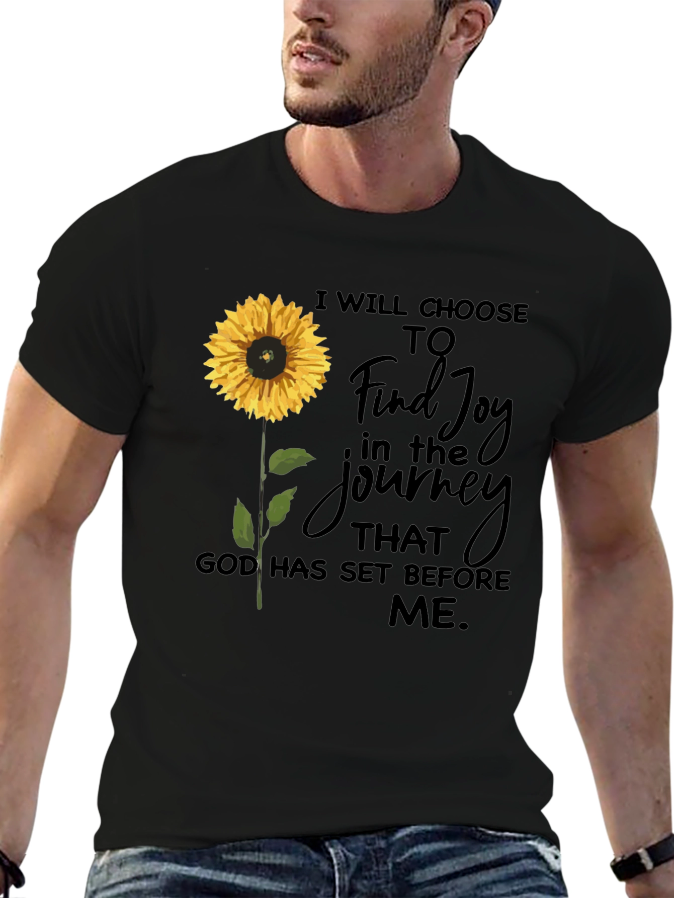 Black Sunflower Joy Journey T-Shirt view 6