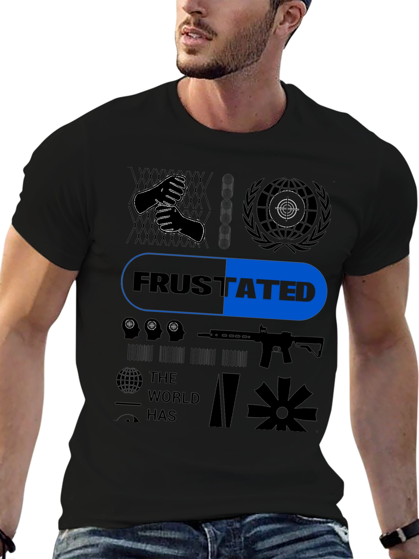 Black Frustrated Graphic T-Shirt - Black view 6