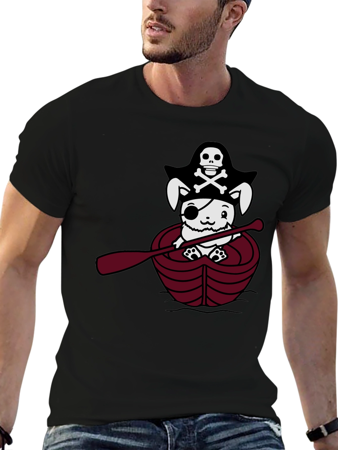 Black Pirate Bunny T-Shirt - Cute Nautical Tee view 6