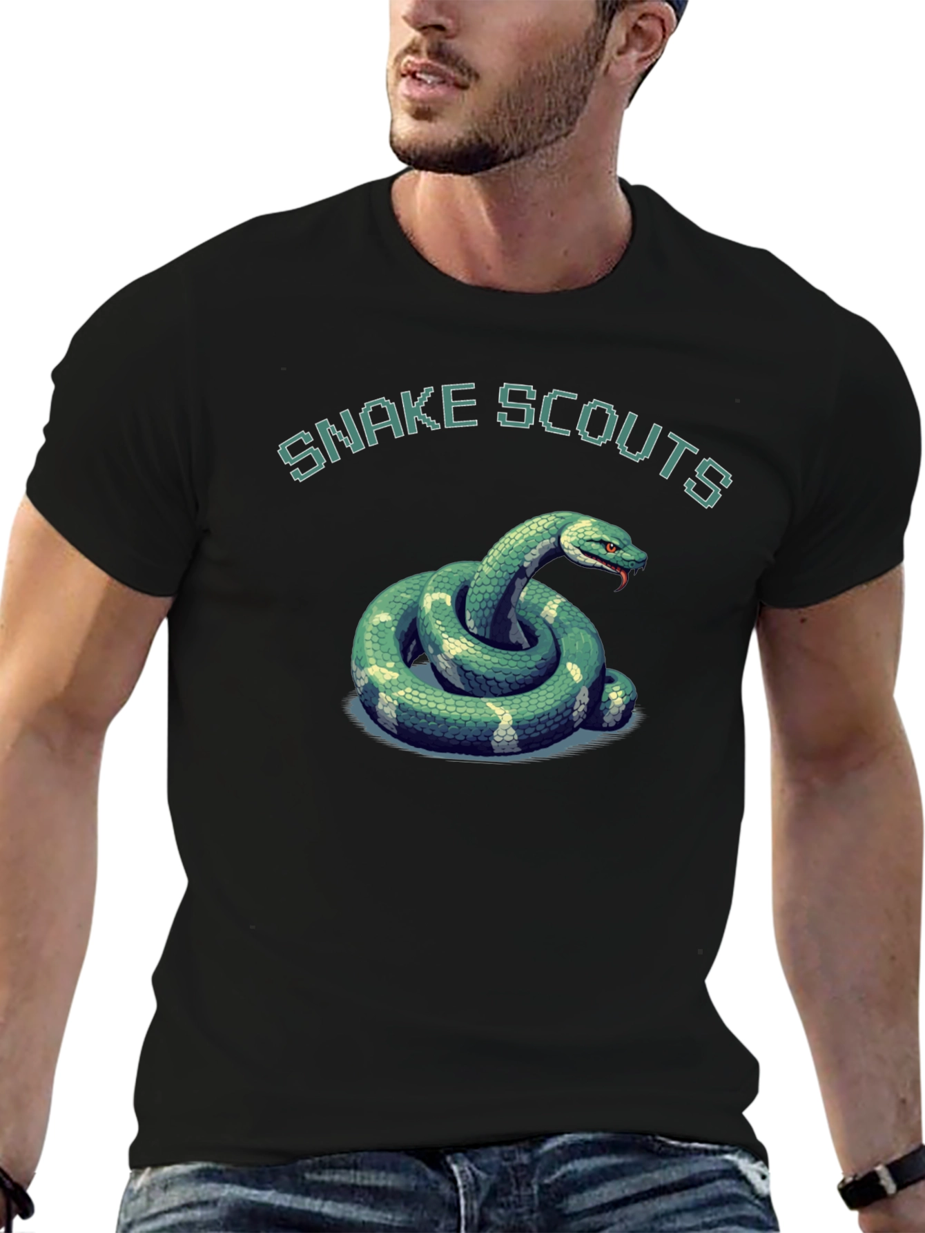 Black Snake Scouts Graphic T-Shirt - Black Cotton Tee view 6