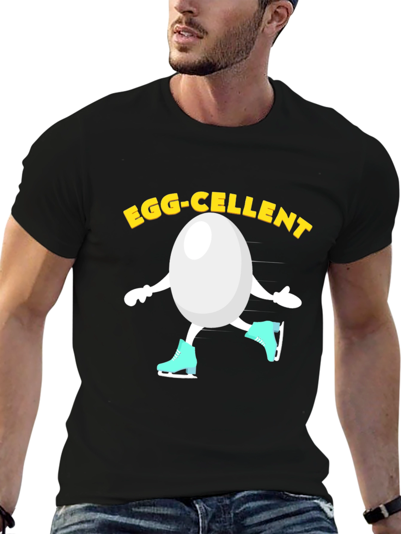 Egg-cellent Skating Egg Humor Graphic Tee - 6
