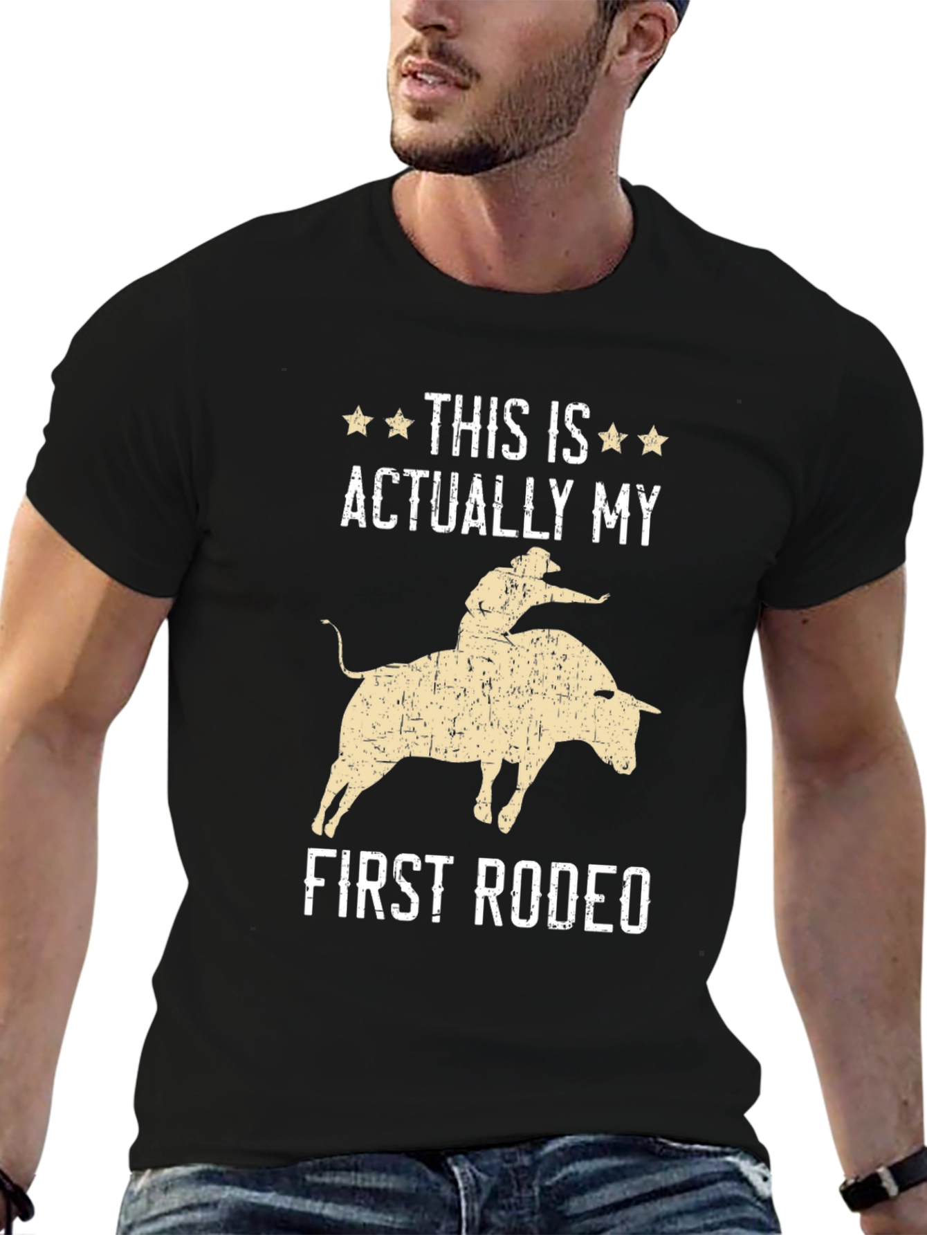 Black This is Actually My First Rodeo Graphic T-Shirt view 6