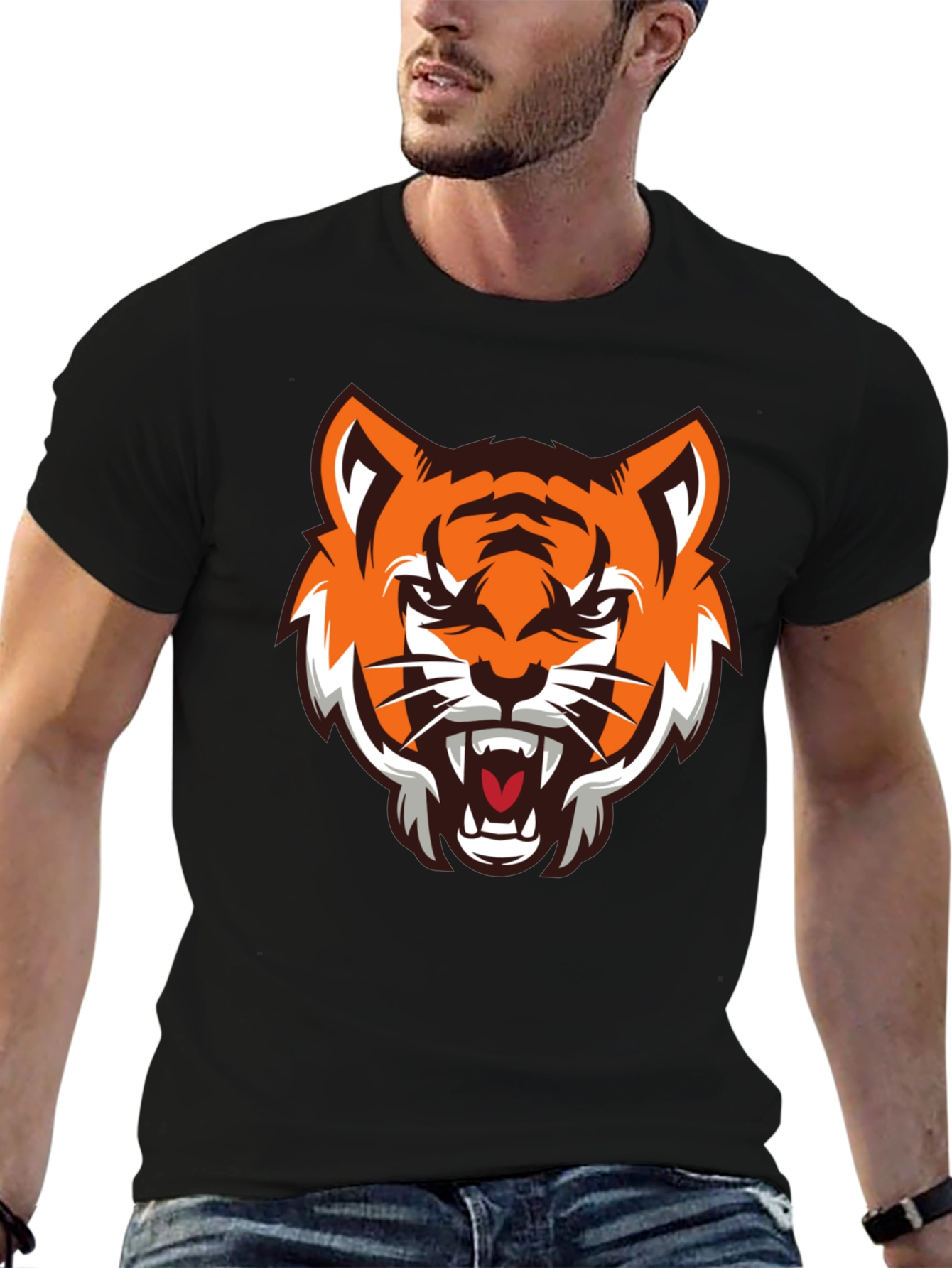 Black Tiger Graphic Black T-Shirt view 6