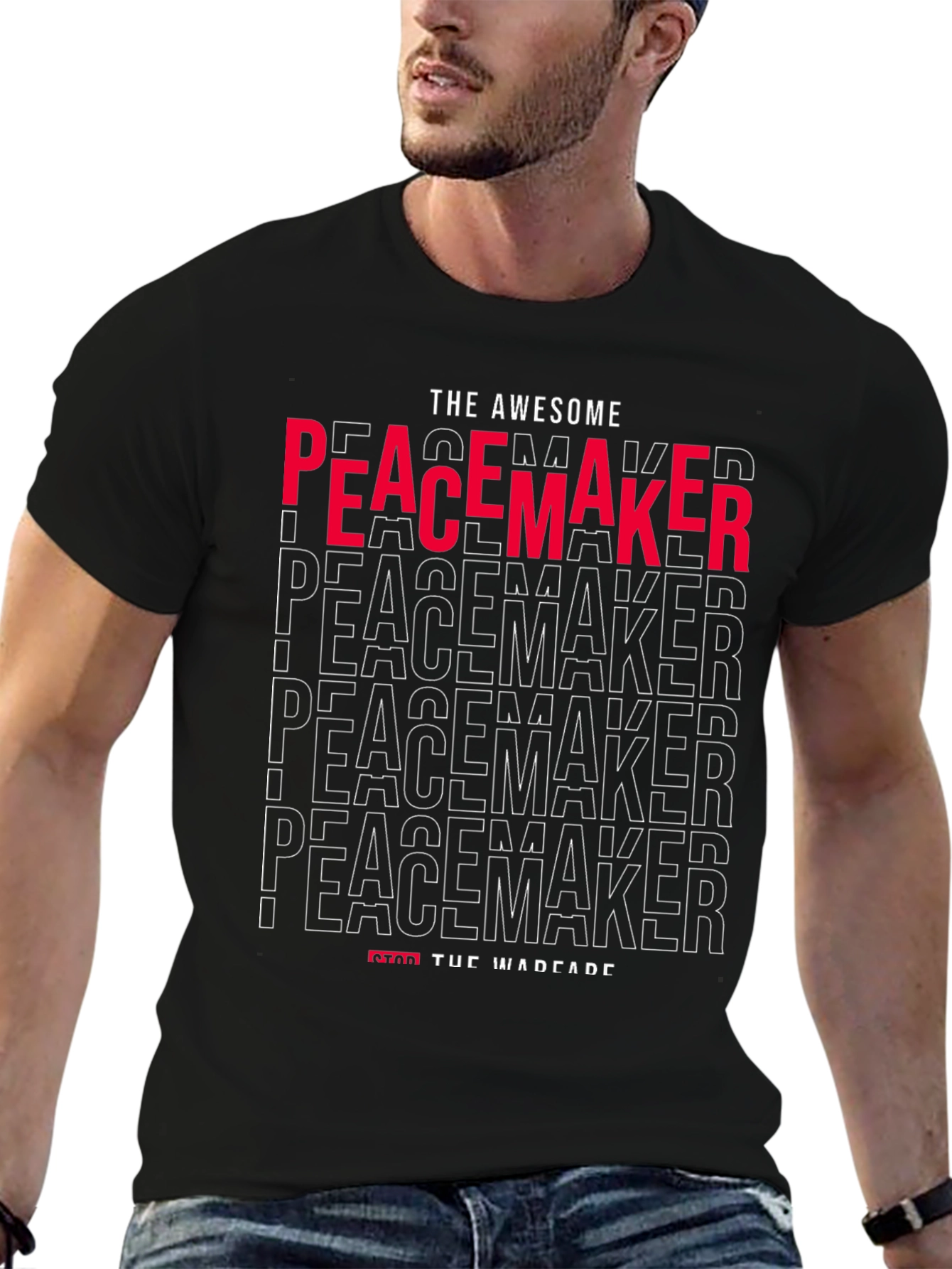 Black Awesome Peacemaker Graphic Tee - Stop the Warfare view 6