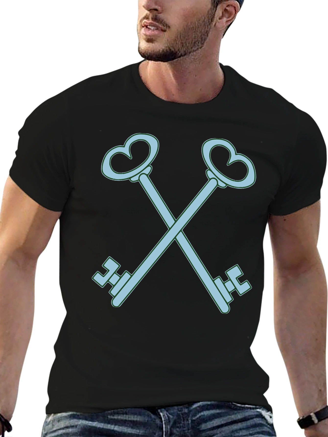 Black Heart Key Graphic Tee - Black Cotton view 6