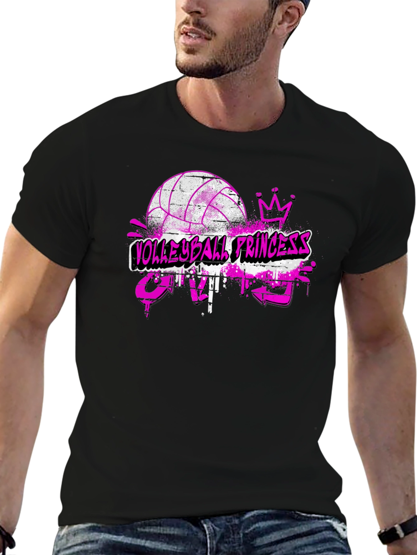 Black Volleyball Princess Crazy T-Shirt view 6