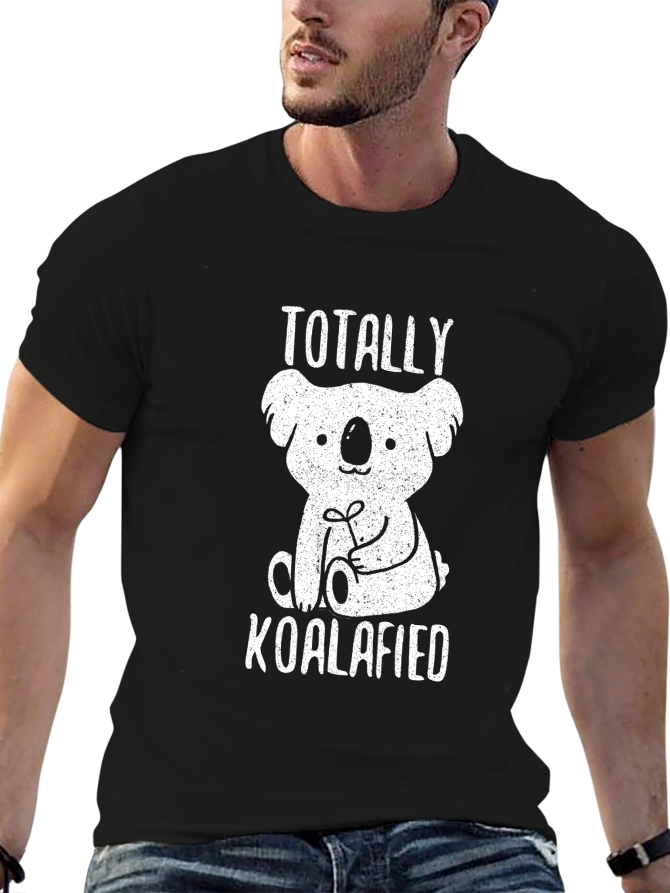 Black Totally Koalafied T-Shirt - Funny Animal Tee view 6