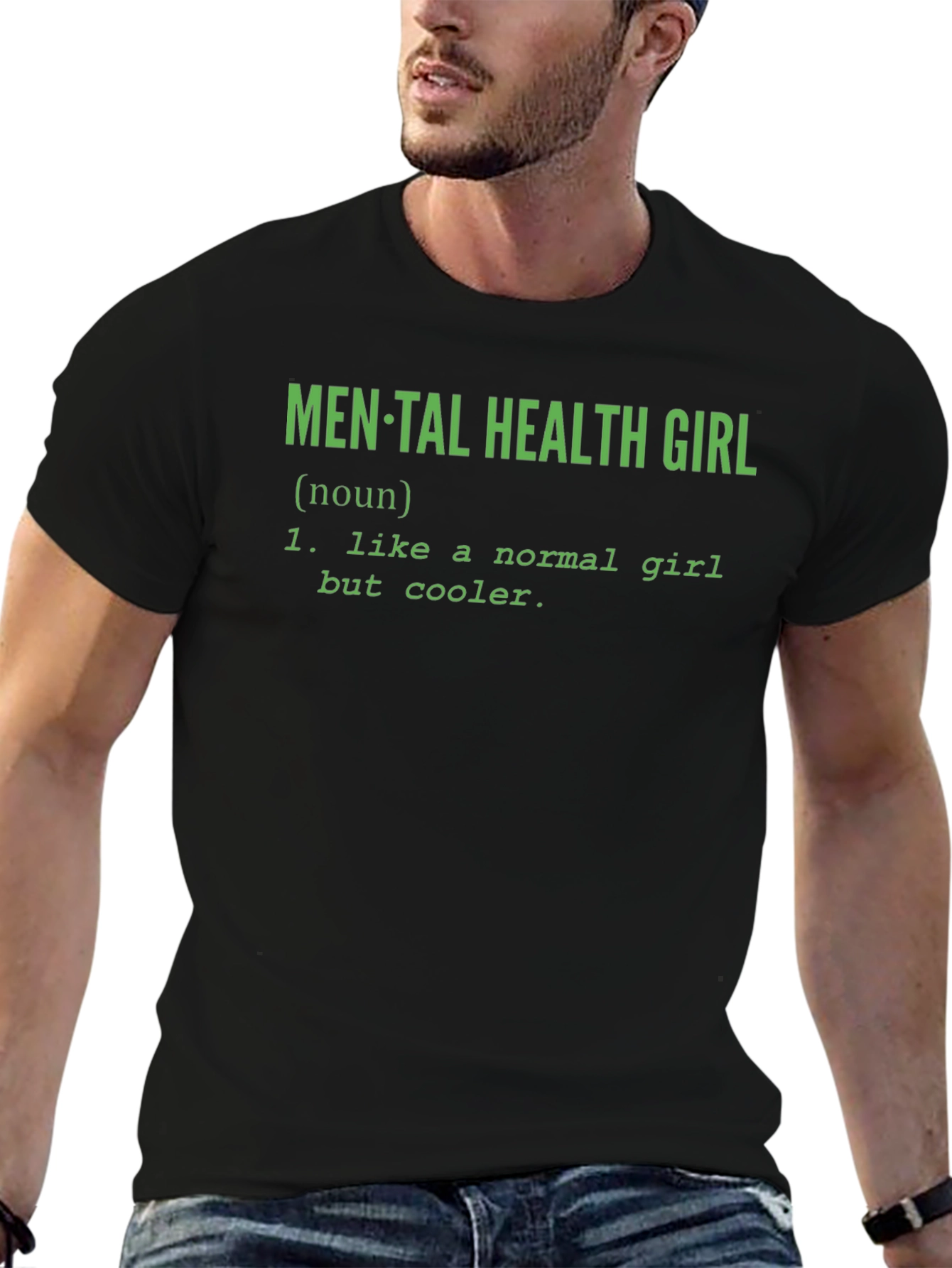 Black Mental Health Girl T-Shirt - Cool Definition view 6