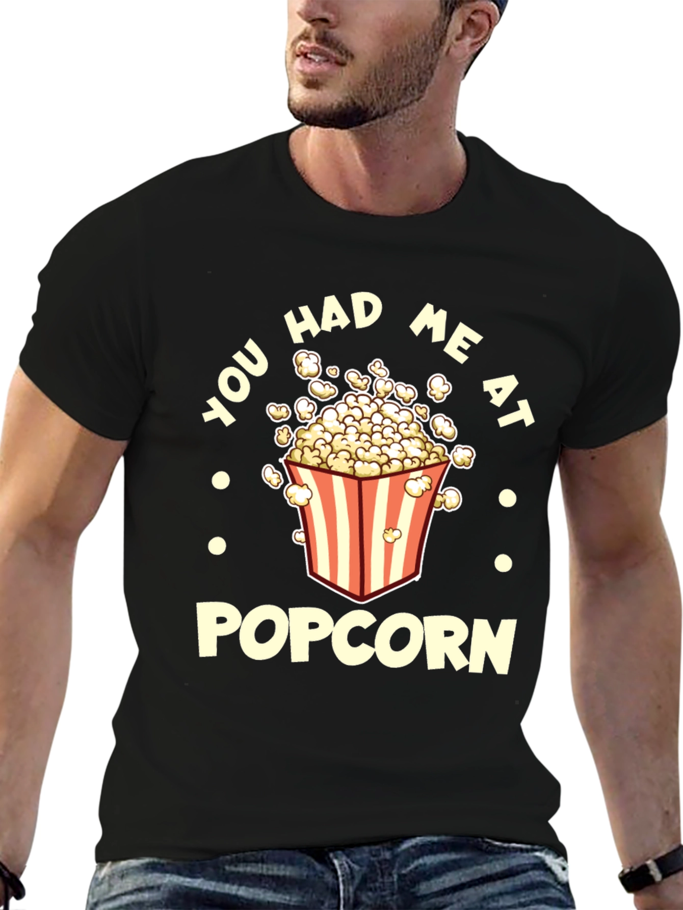 Black You Had Me At Popcorn Graphic T-Shirt view 6