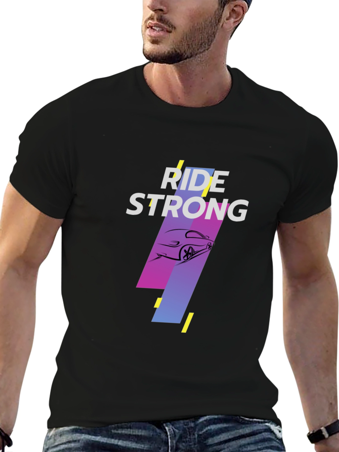 Black Ride Strong Black Graphic Tee view 6