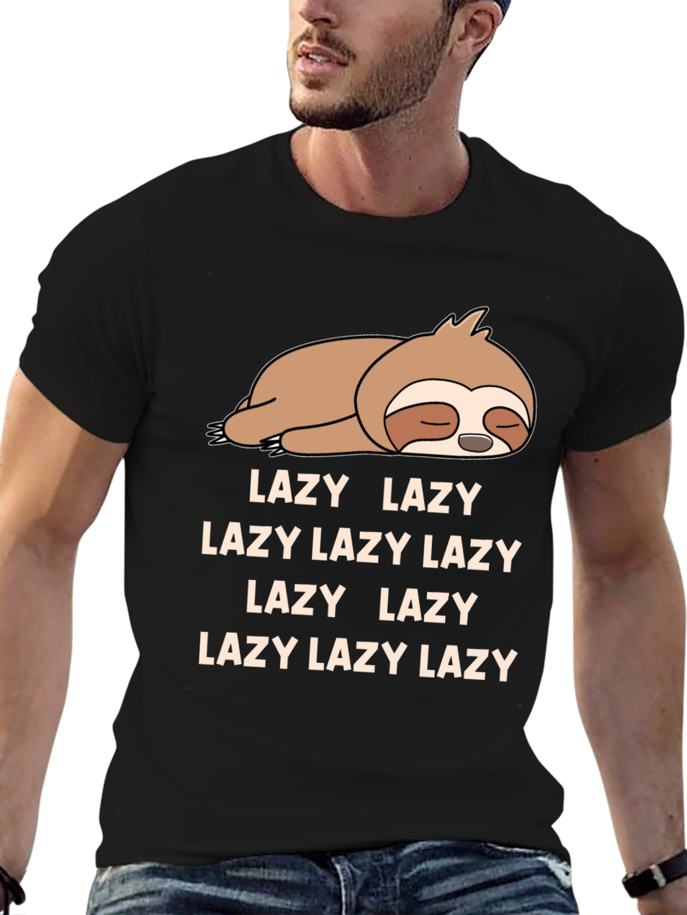 Black Lazy Sloth T-Shirt Funny Graphic Tee view 6